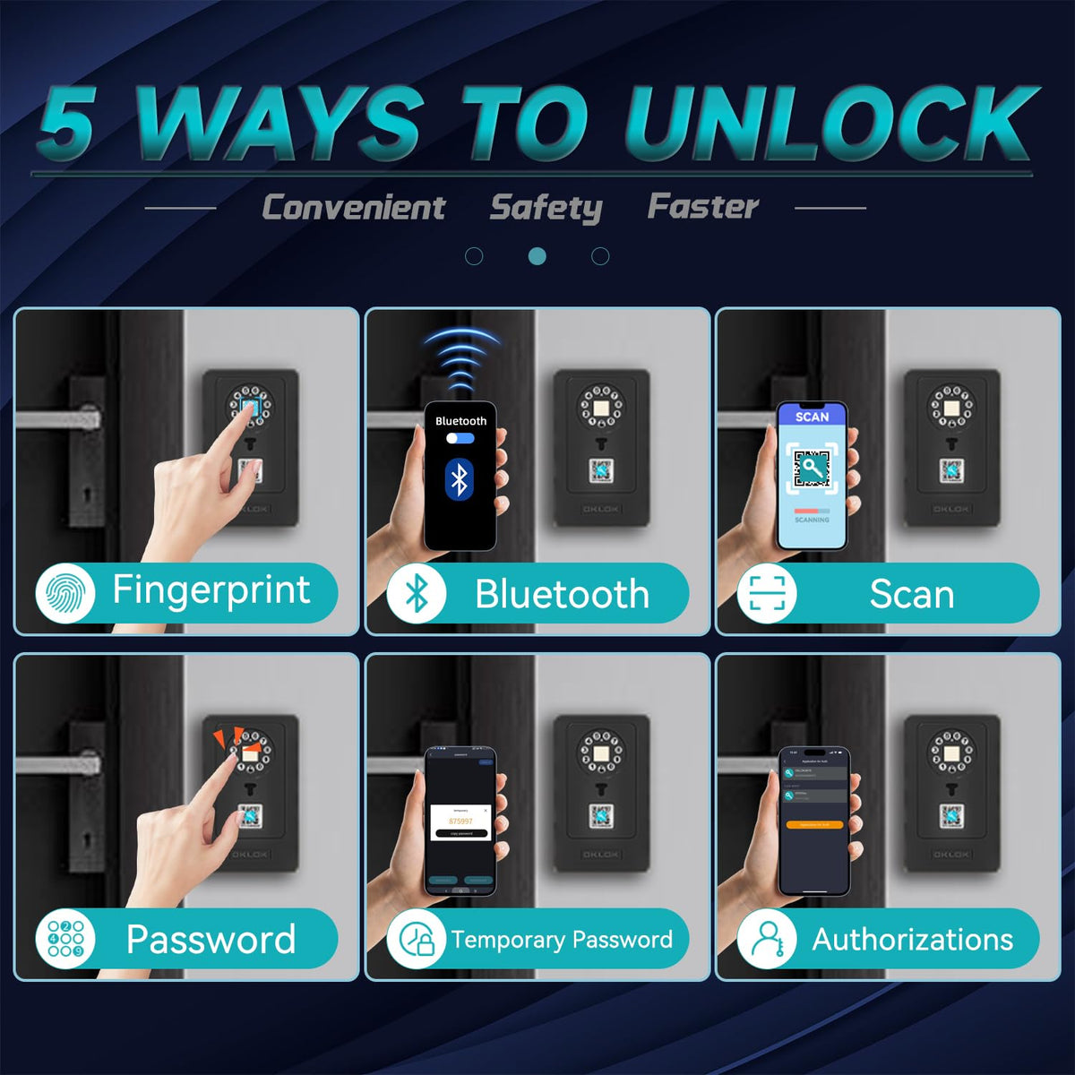 SFW New Smart Lock Boxes, Fingerprint Key Box Bluetooth Key Box with App Control & Passcode, Waterproof Wall Mounted & Door Hanging Security Lock Box (Fingerprint Unlock)