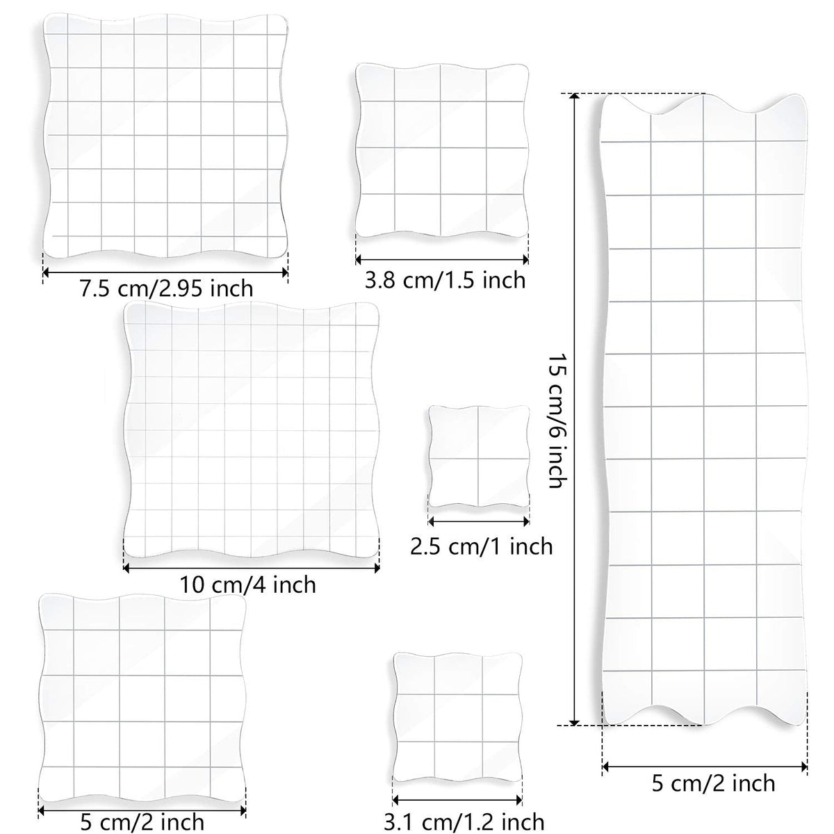 Mudder 7 Pieces Acrylic Stamp Blocks Set Clear Stamping Blocks Tools for Kids with Grid and Grip Scrapbooking Craft Making, Decorative DIY Essential Stamping Tool(Lace Edge)