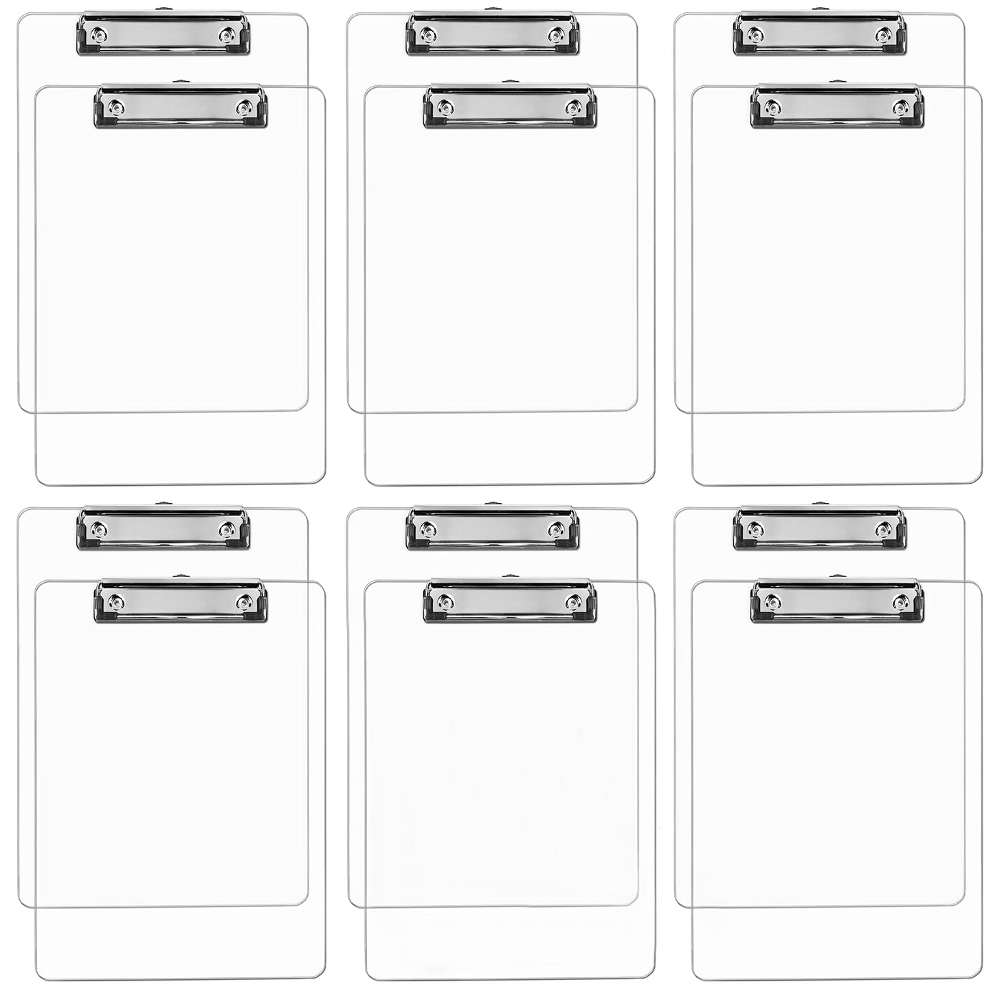Plastic Clipboards (Set of 12) Transparent Clipboard (Clear) Strong 12.5 x 9 Inch | Holds 100 Sheets! Acrylic Clipboards with Low Profile Clip | Bulk Back to School Supplies for Teachers