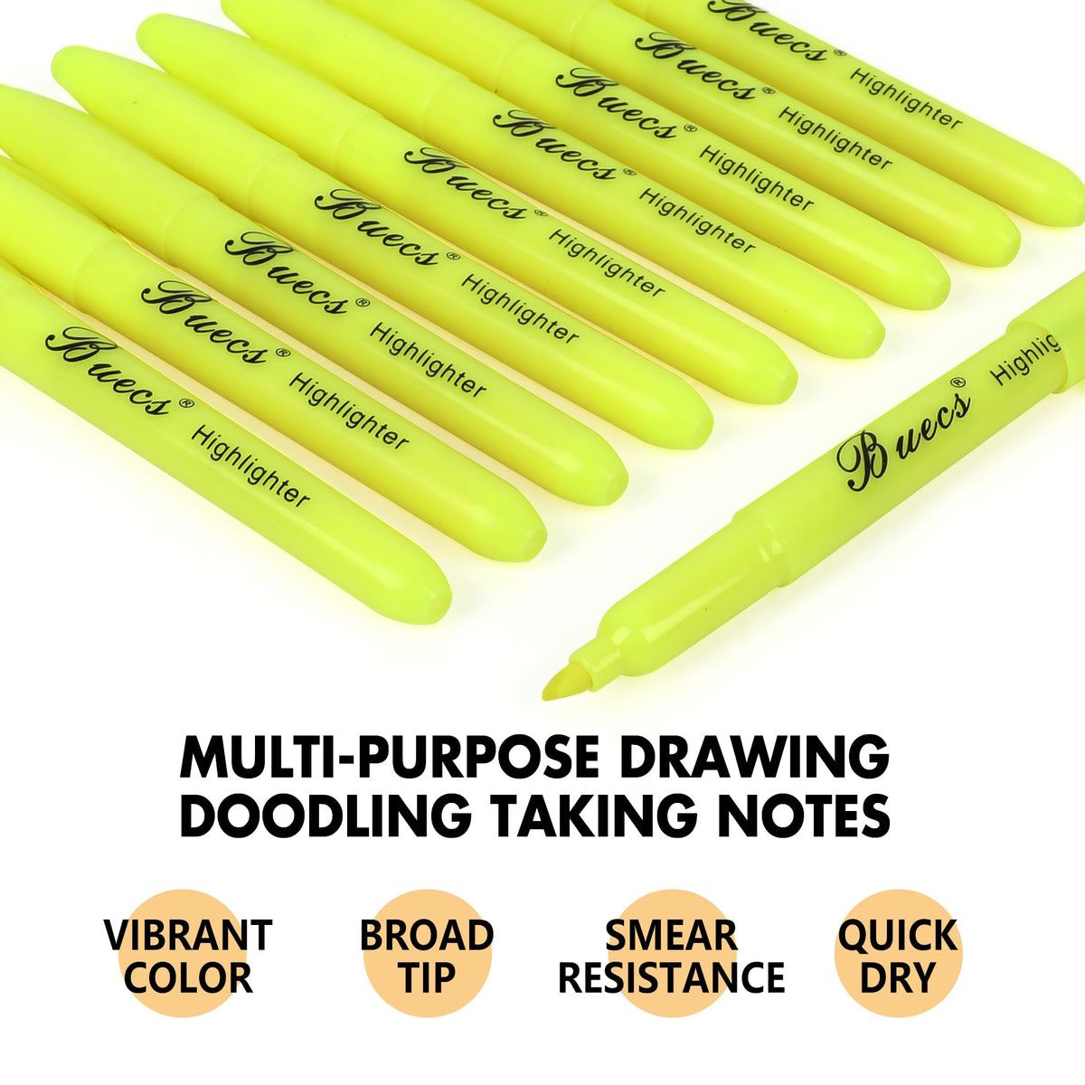 Buecs Highlighters Bulk Pack, 108 Count, Chisel Tip,Fluorescent Yellow, suitable for Adults Highlighting Planner Notes, Office School Supplies