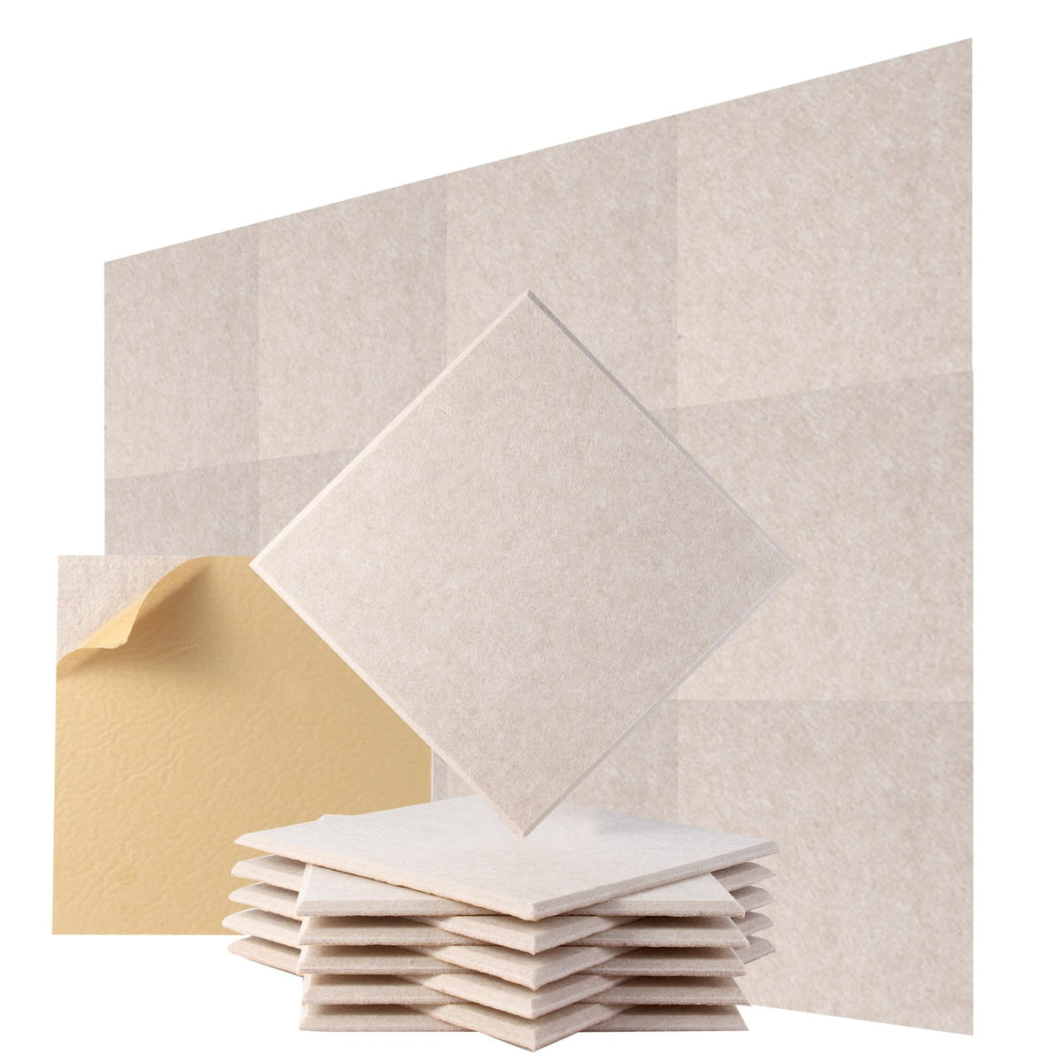 Durbles Acoustic Wall Panels - Noise Cancelling Tiles for Home Studio & Office - Quality Sound Proofing - Sound Proof Foam Panels for Walls - Easy to Install Insulation Tiles - 12 Pack (Beige)
