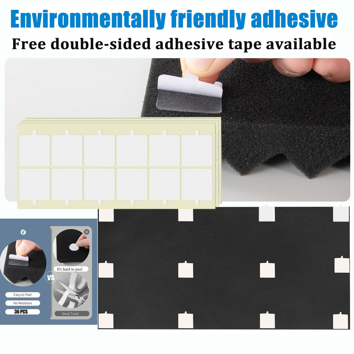 HWLIYUTAI Acoustic Foam Panels 4 Pack 48"x24"x2" - High Density Soundproof Foam Wall Panels for Noise Reduction, Studio Walls, Home Theater & Office (Black 4 Pack, 48" x 24" x 2")
