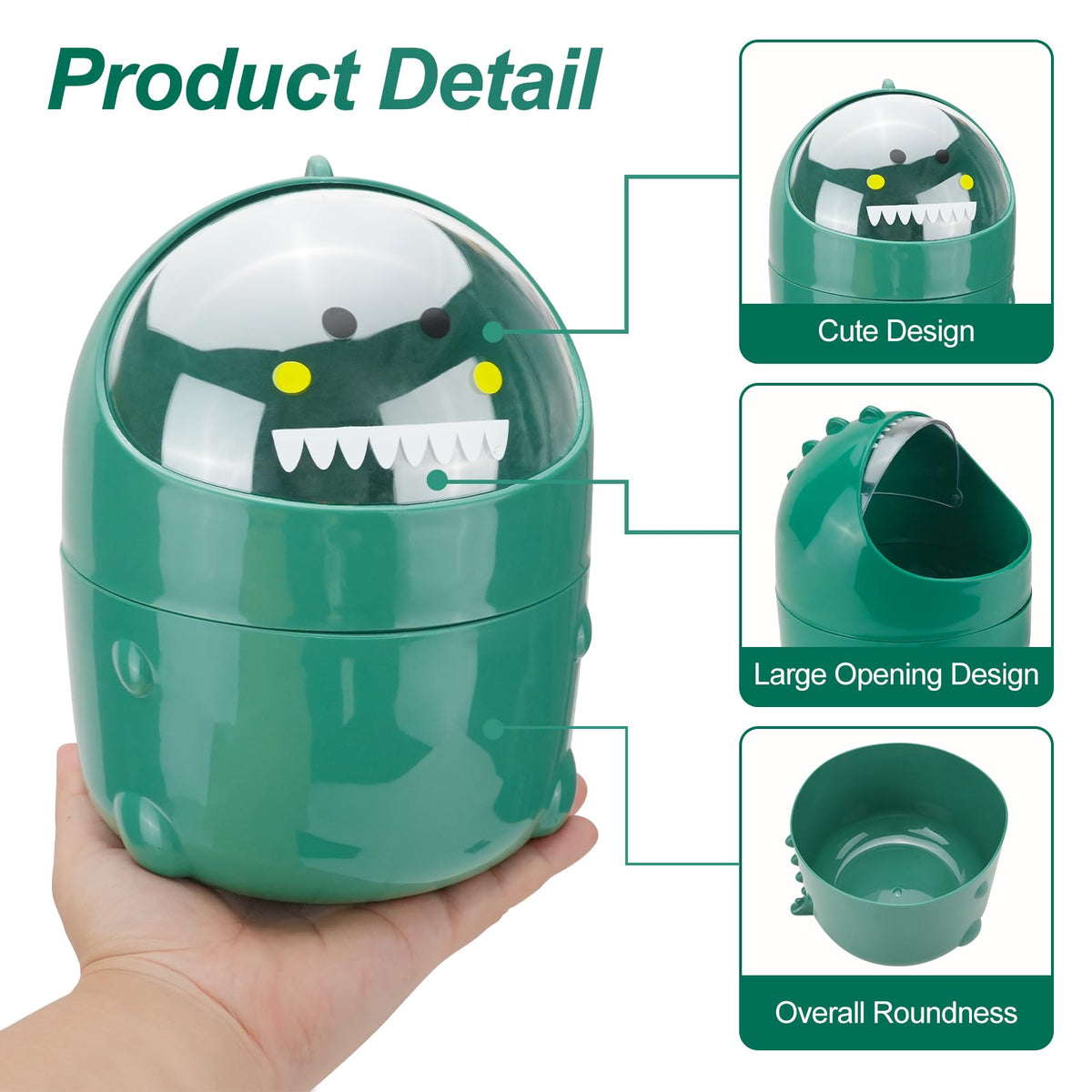 CEYAZYE Desktop Trash Can with 90 Trash Bags, Cute Mini Garbage Can with Flip Lid, Creative Removable countertop Waste Basket Storage bin for Home Kitchens Offices Bathrooms