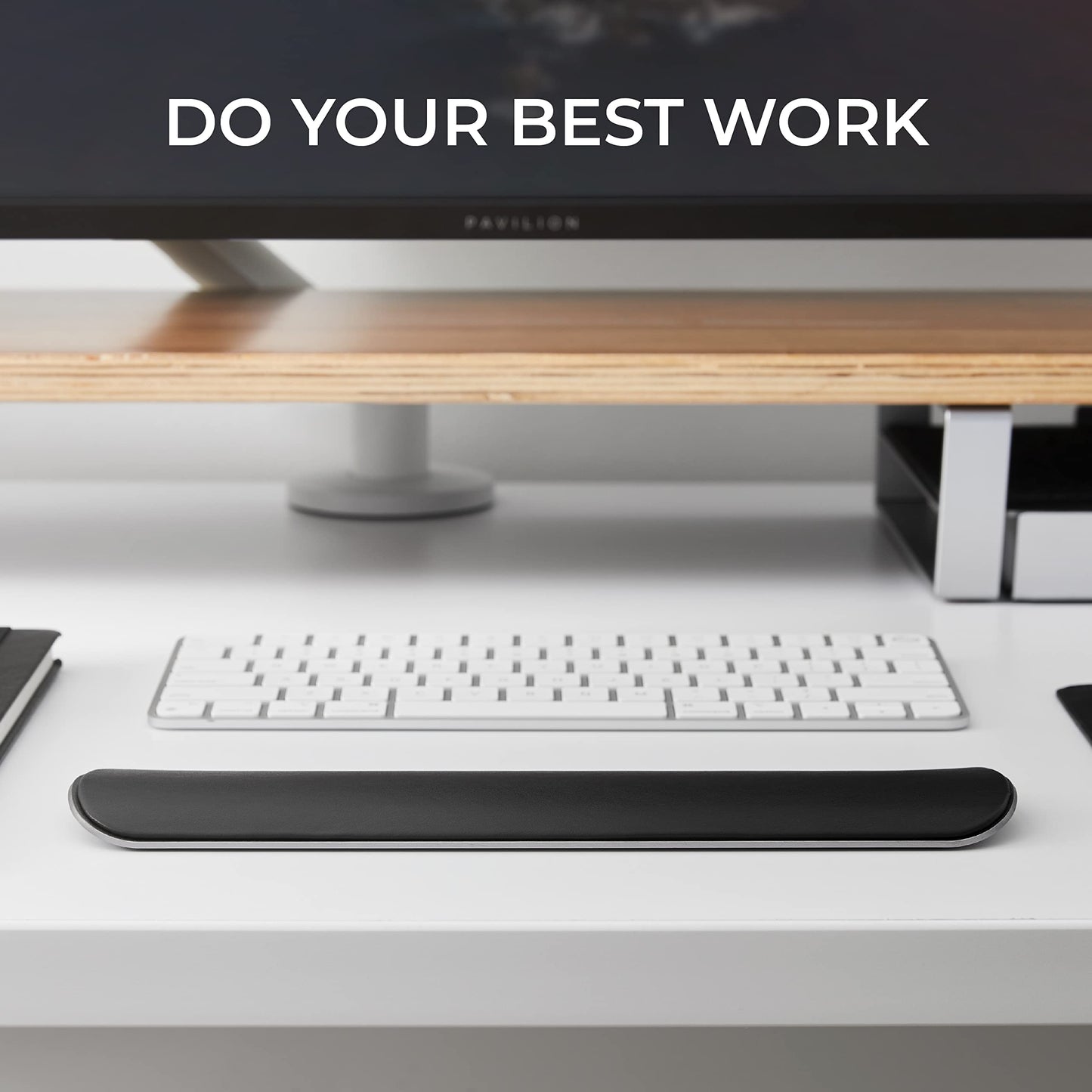 HumanCentric Wrist Rest Pad for Apple Magic Keyboard & Tenkeyless Keyboards, Ergonomic Wrist Support in Space Gray Aluminum with Black Vegan Leather