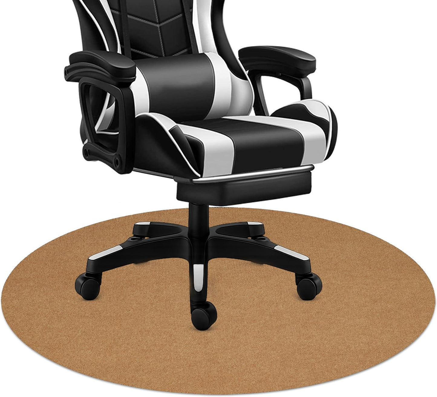 Office Chair Mat for Low Flat Pile Carpet/Hardwood Floor, Round 39"x39" Non-Slip & Noise Reducing Carpet Floor Protector Mat (Coffee Brown)
