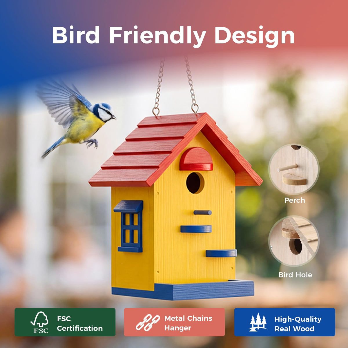 DIY Wooden Bird House Kit–Unfinished Natural Wood Hanging Birdhouse for Outdoor Garden Decor, Creative Craft Set for Kids & Adults