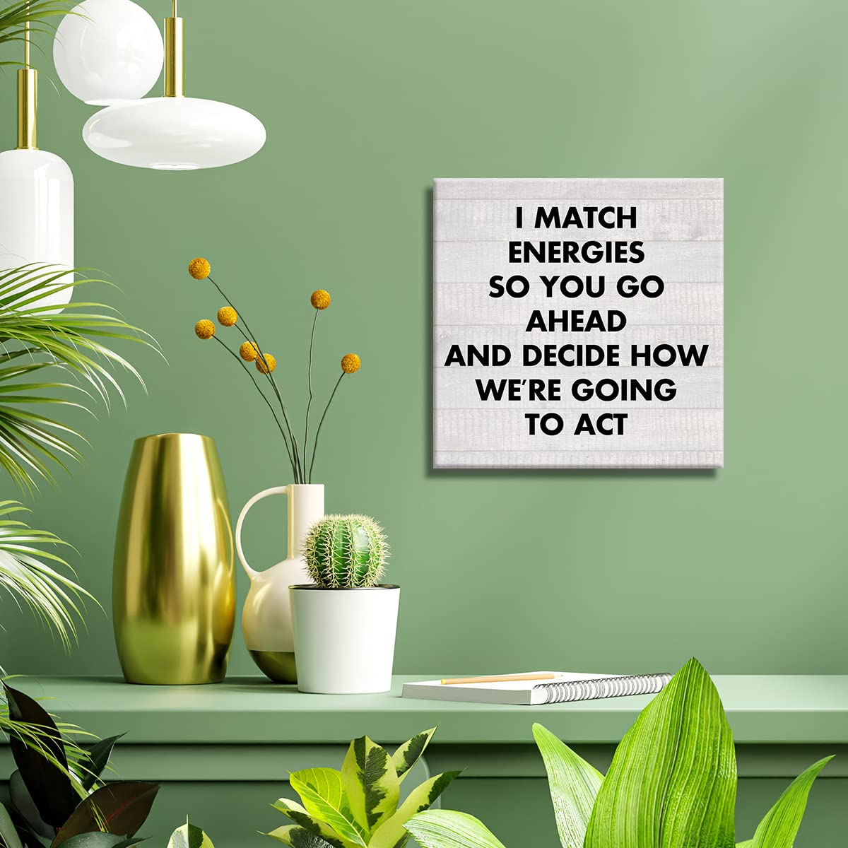 Humor Office Funny Work Canvas Prints Wall Art Decor Desk Sign I Match Energies So You Go Ahead Poster Painting Framed Artwork 8 x 8 Inch Home Office Shelf Wall Decoration