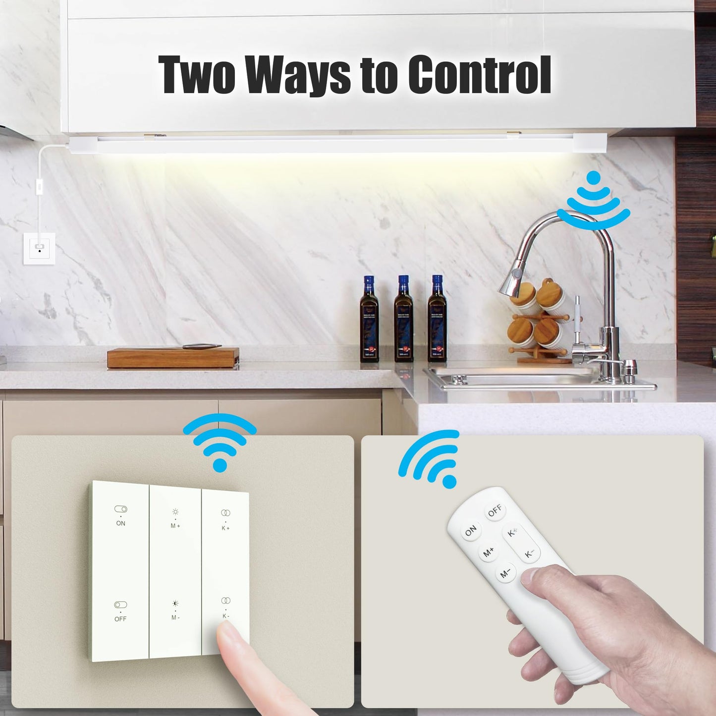 ONIDEK Under Cabinet Lights with Plug. 3000K-6500K Dimming and Color. with Wireless Control Panel and Remote Control.15W 1500LM for Garage, Kitchen, Bathroom, Closet, Office (16 inch)