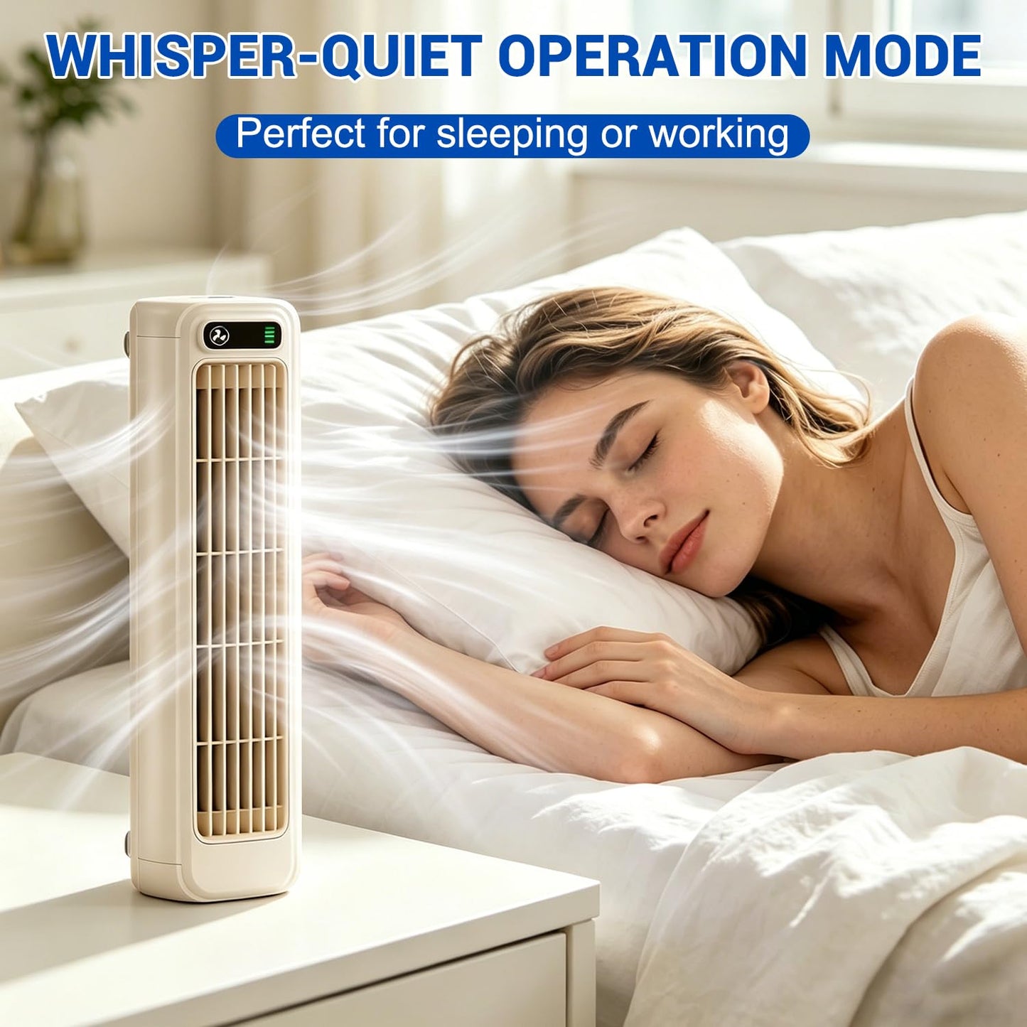 2026 Upgrade Cooling Ace Portable Air conditioner, Adjustable Cooling Fan with 3 Speeds & LED Touch Screen, USB Charging Air Conditioner for Bedroom Living Room Kitchen Office Home (Beige)