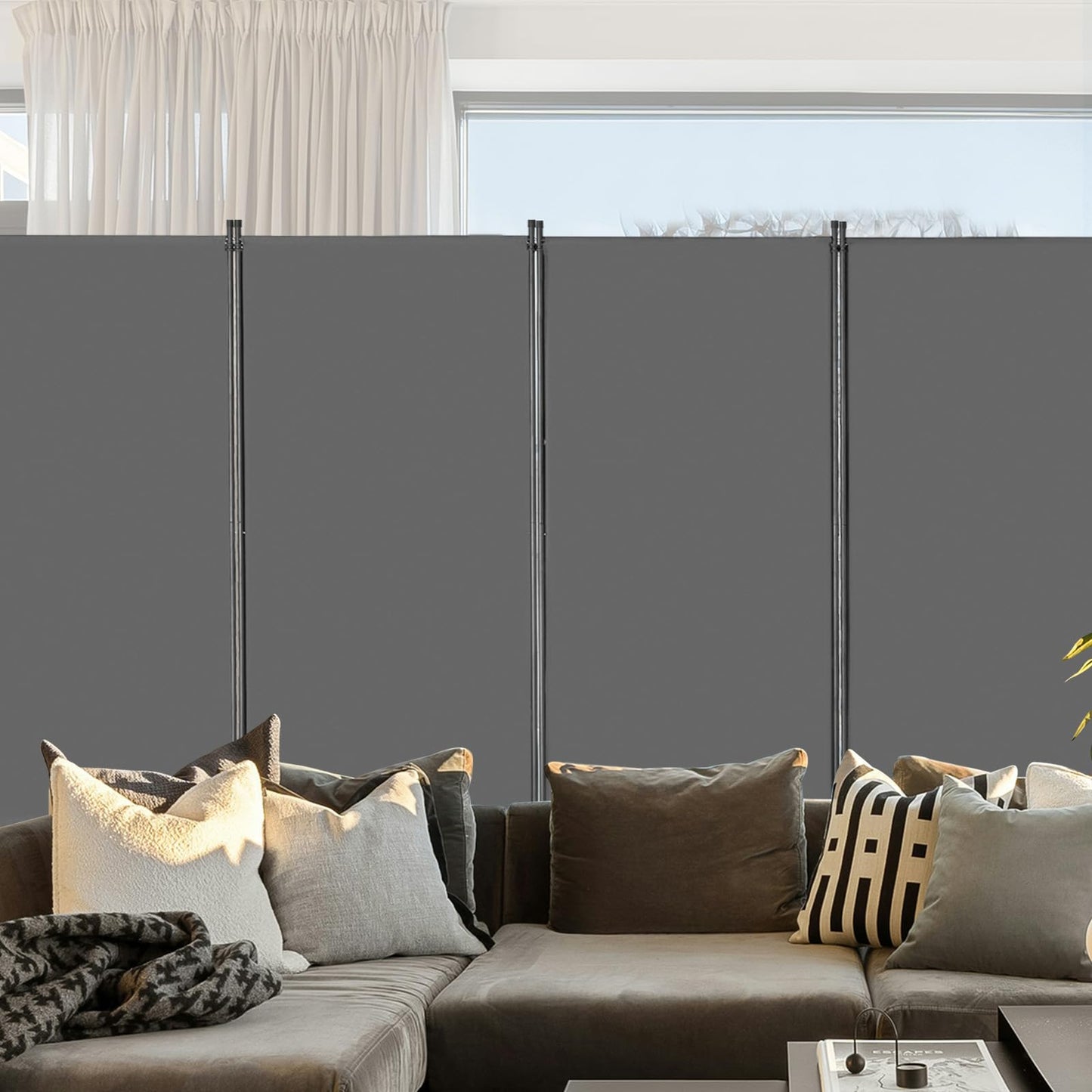 VEVOR Room Divider, 4 Panel Room Divider, 136" W Folding Privacy Screen and Portable Partition Divider for Room Separation, Freestanding Room Partitions for Office, Bedroom, Study, Grey