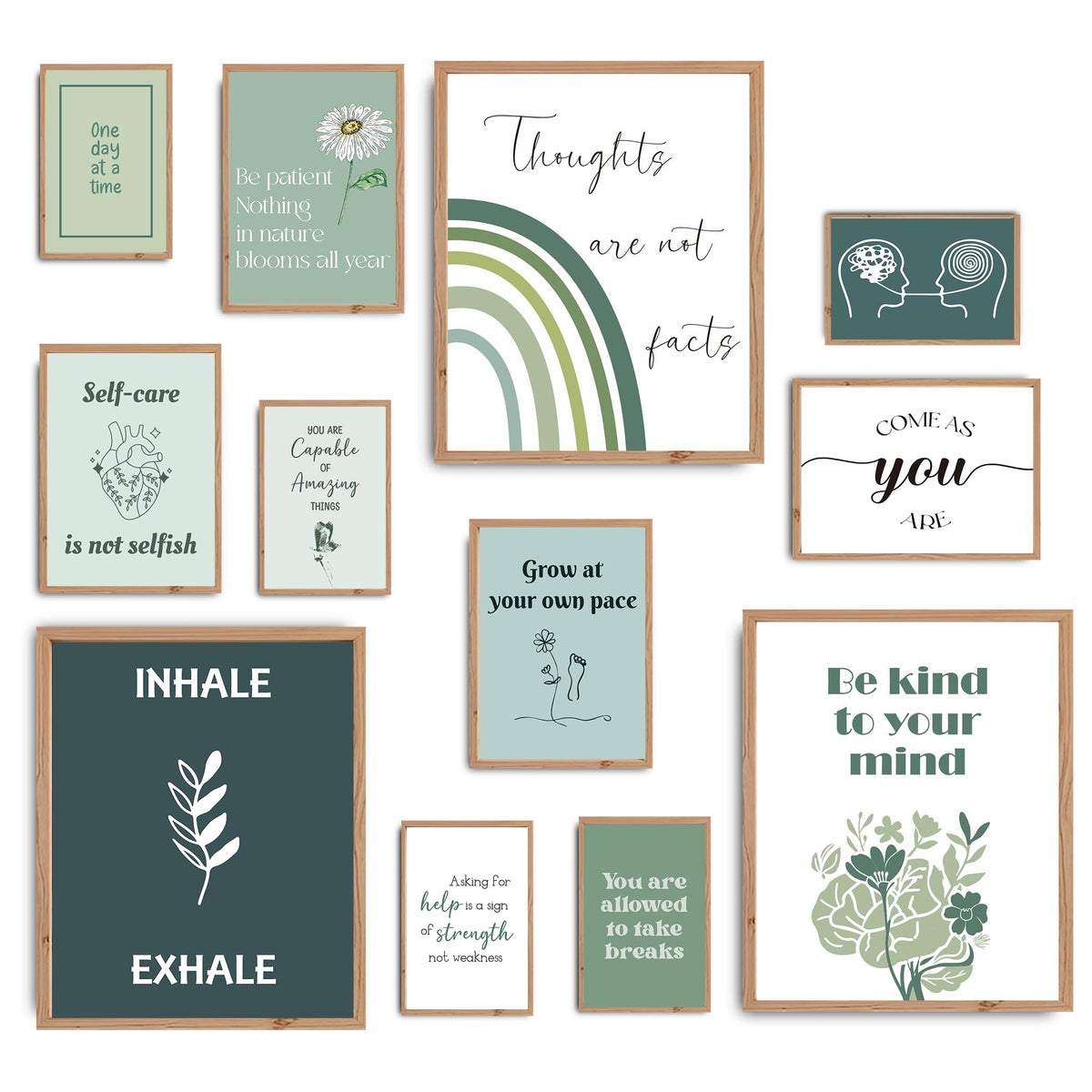 Sage Green Mental Health Posters, Mental Health Matters Poster, Therapy Office Decor (UNFRAMED)
