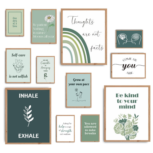 Sage Green Mental Health Posters, Mental Health Matters Poster, Therapy Office Decor (UNFRAMED)