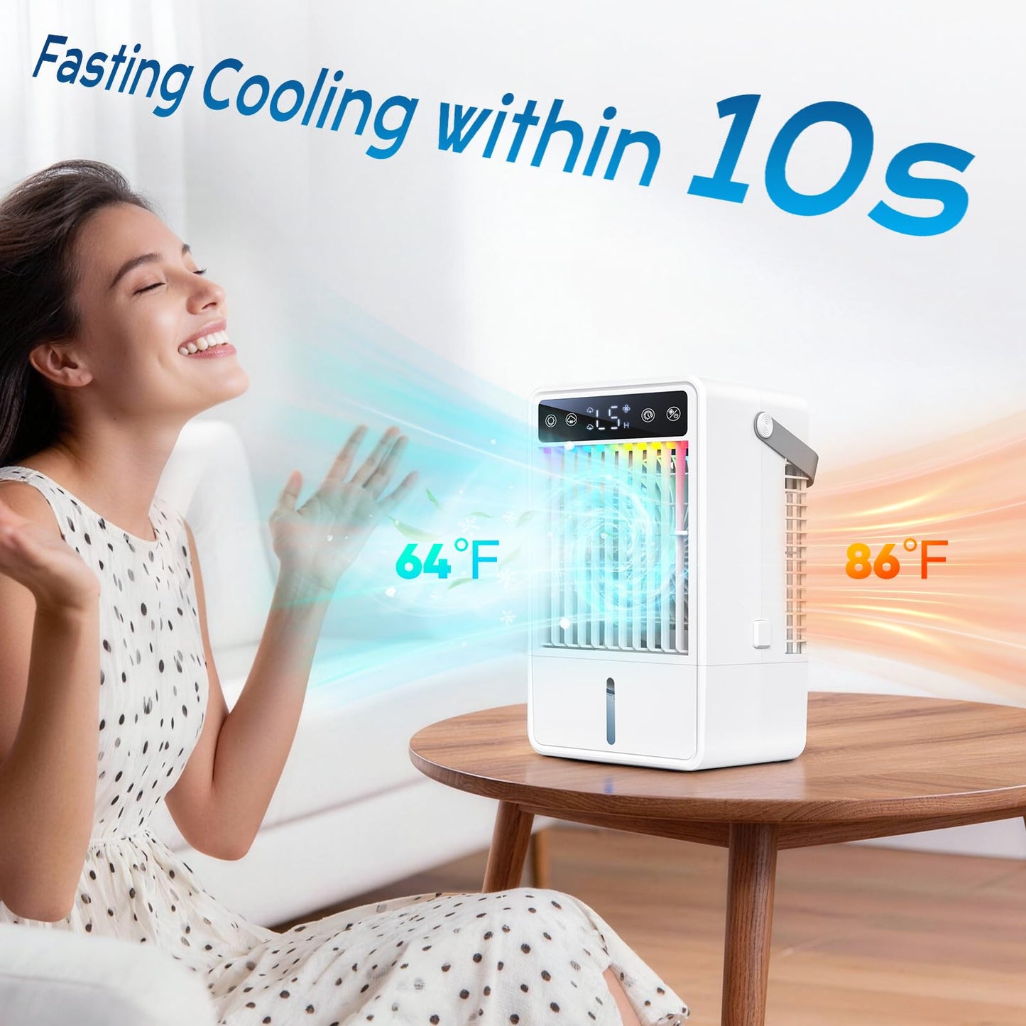 Portable Air Conditioners with 1500ML Tank, 5 Speeds Mini Evaporative Air Cooler with Remote & 2-10H Timer, Personal Air Conditioner Fan Portable AC Unit for Office, Desktop, Camping & Travel