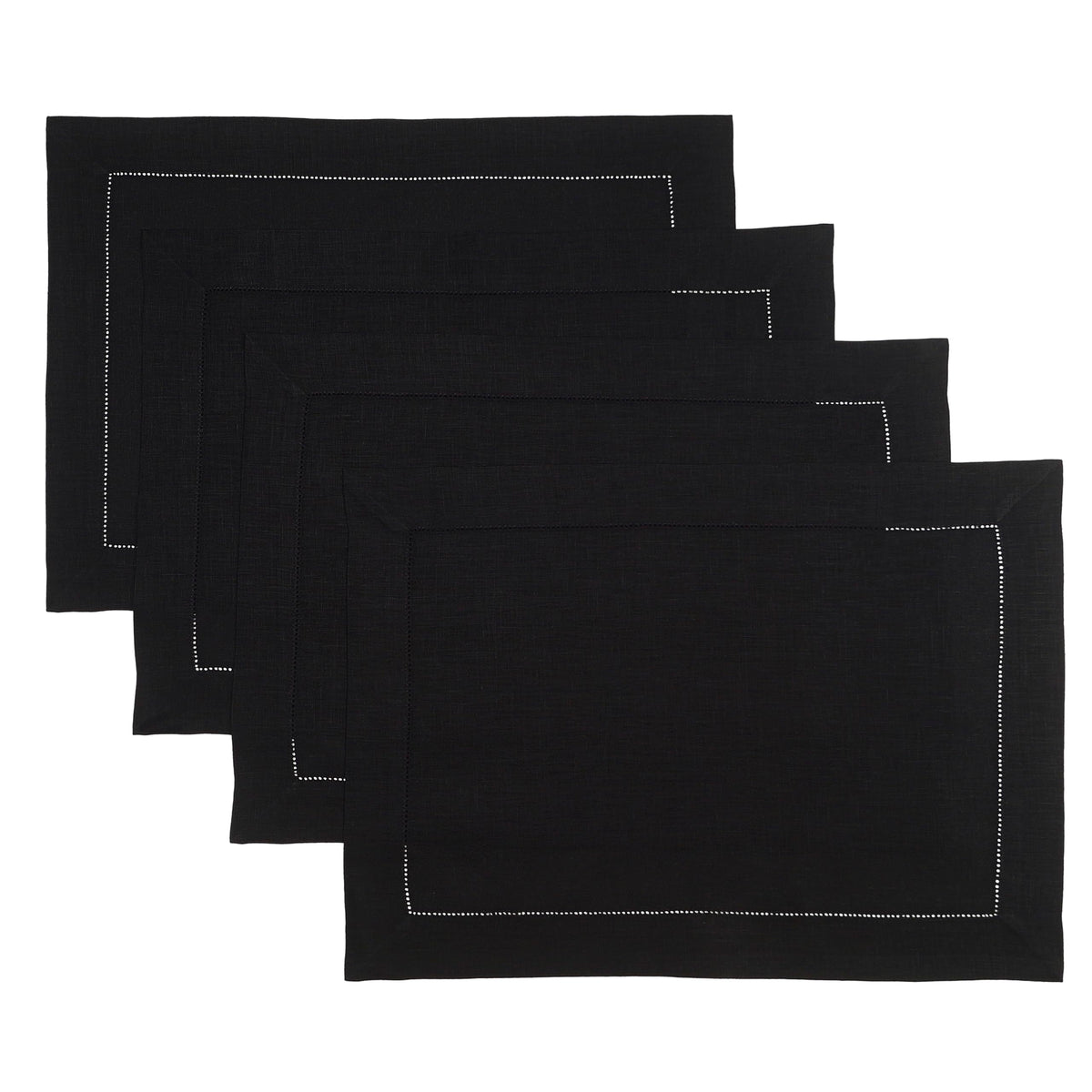 D’Moksha Homes Value Pack - Black Linen Table Runner and Placemats Set: 1 Linen Table Runner (14 x 36 Inch) and 4 Linen Placemats (14 x 19 inch); 5 pcs in Total; 100% Pure European Linen