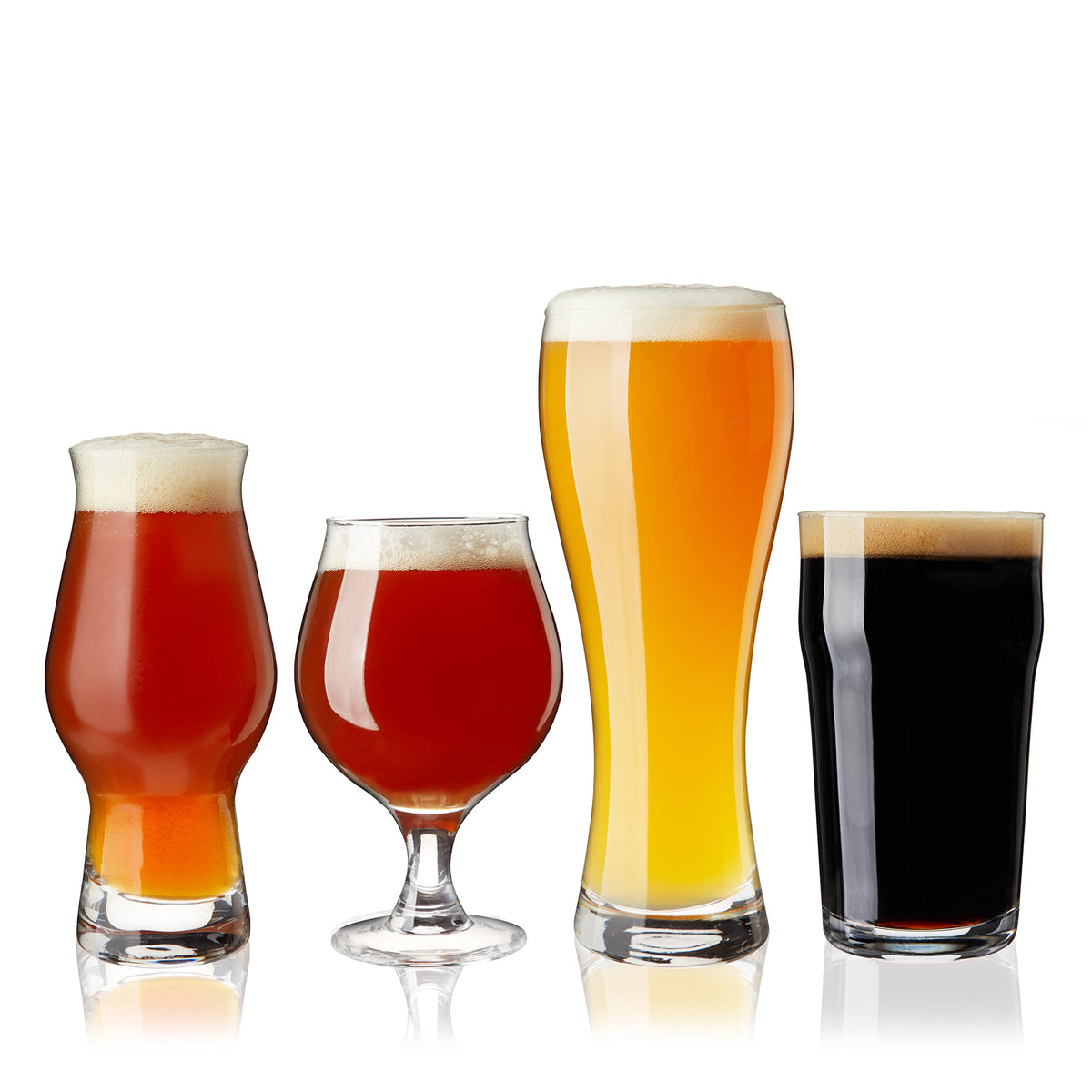True Beer Glasses Gift Set, Durable Clear Tasting Kit for IPA, Belgian Ales, Wheat Beers, Stouts, Porters, Perfect for Beer Lovers, Home Bar, Birthday Gifts for Men, Set of 4