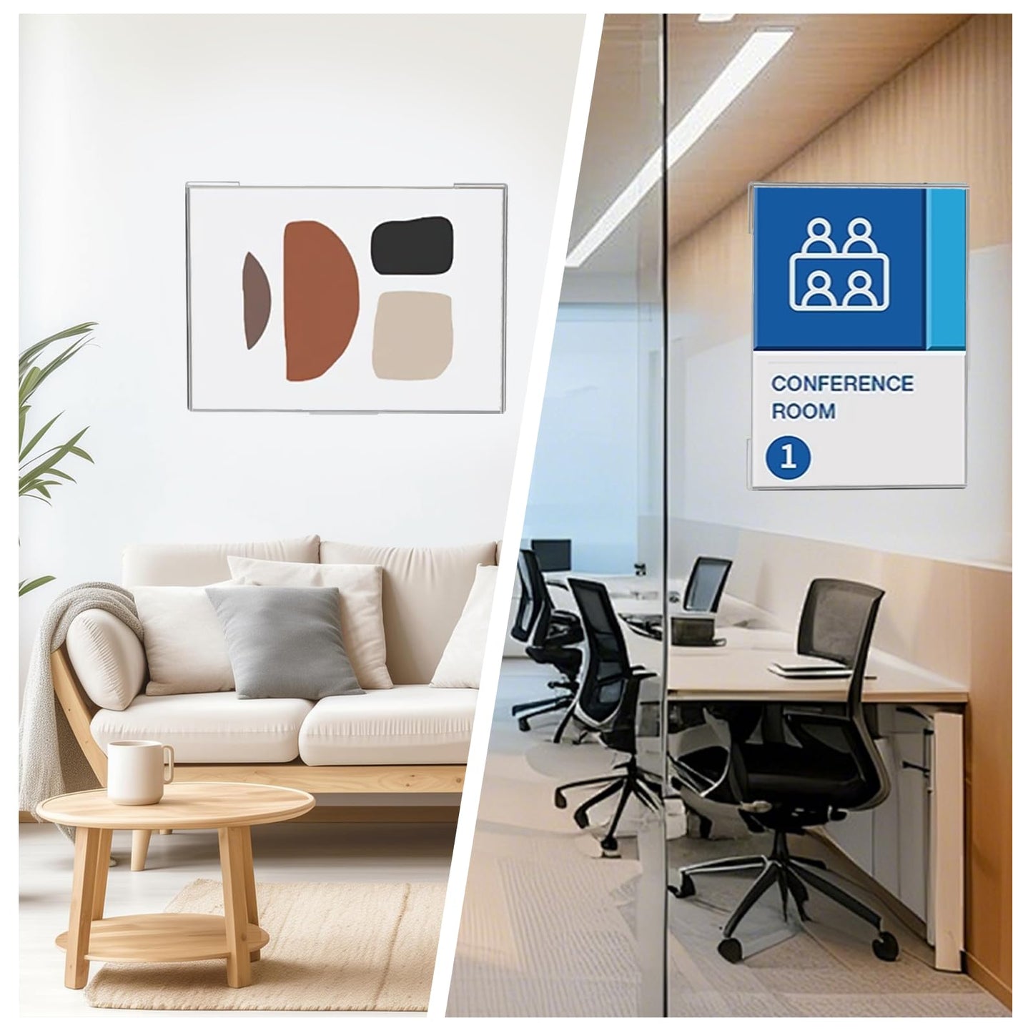 DigDozer 10 Pcs Acrylic Sign Holder 8.5 x 11, Dual-Purpose Wall Mount Sign Holders with Adhesive, Clear Plastic Frames Paper Display Sign Holders for Office, Store, Restaurant - Horizontal or Vertical