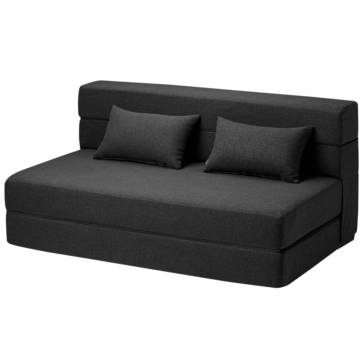 SUYOLS Folding Sofa Bed with Pillows- Convertible Chair Floor Couch & Sleeping Mattress, Foldable Memory Foam Sleeper for Living Room/Dorm/Guest Room/Home Office/Apartment/Loft, Full, Dark Gray