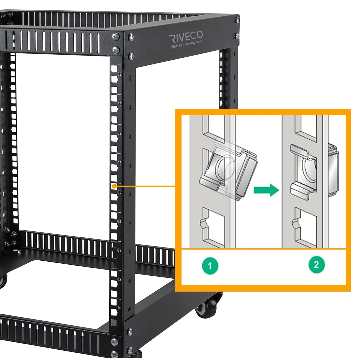 RIVECO M5 Rack Screws & Cage Nuts for Server Cabinets & Racks Mounting Network Equipment Clip Nuts 50 Sets Black