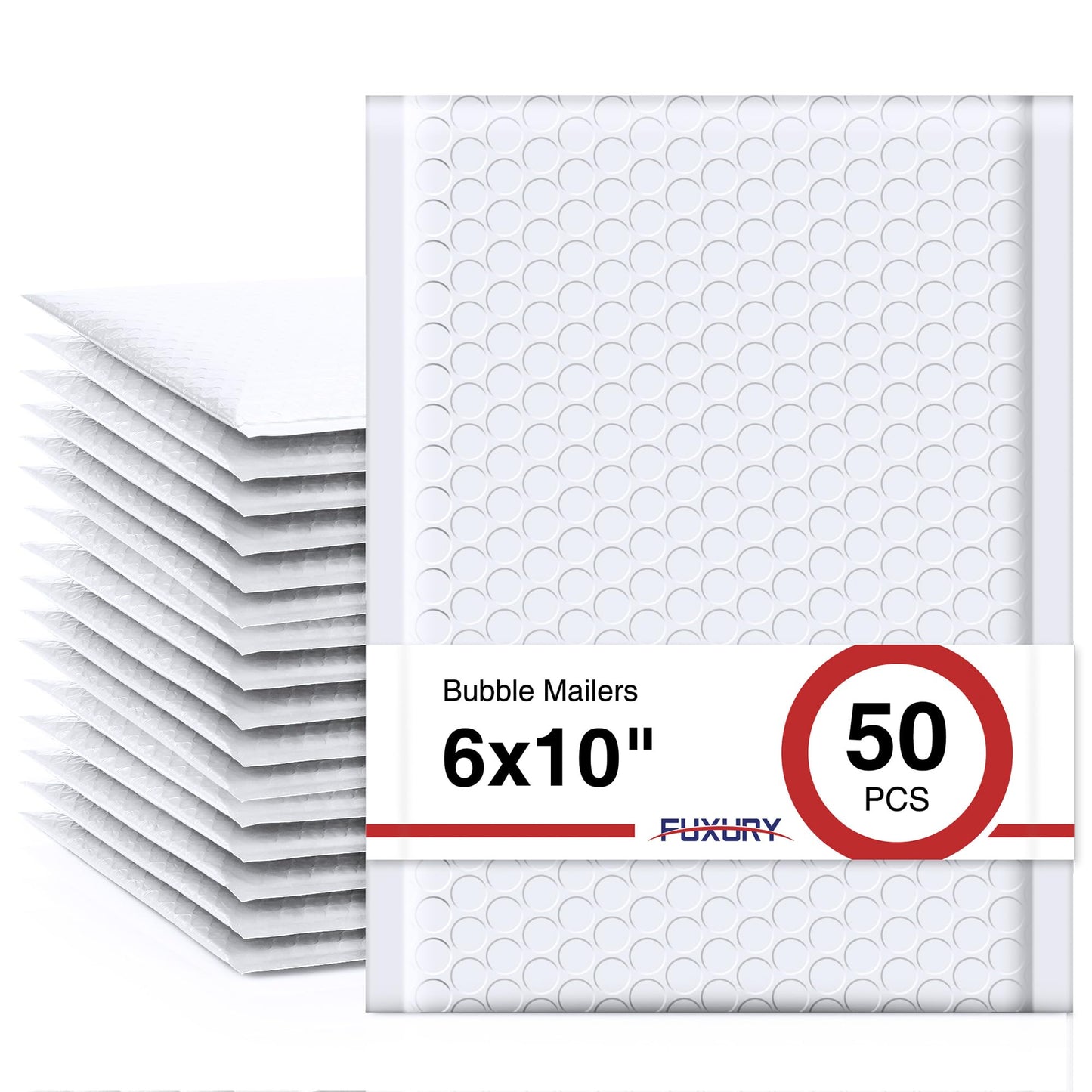 Fuxury Bubble Mailers 6x10 Inch White 50 Pack Padded Envelopes Usable Size 6x9" Thick Mailing Envelopes Bubble Opaque Padded Mailers Shipping Bags for Mailing Jewelry Makeup Small Business#0