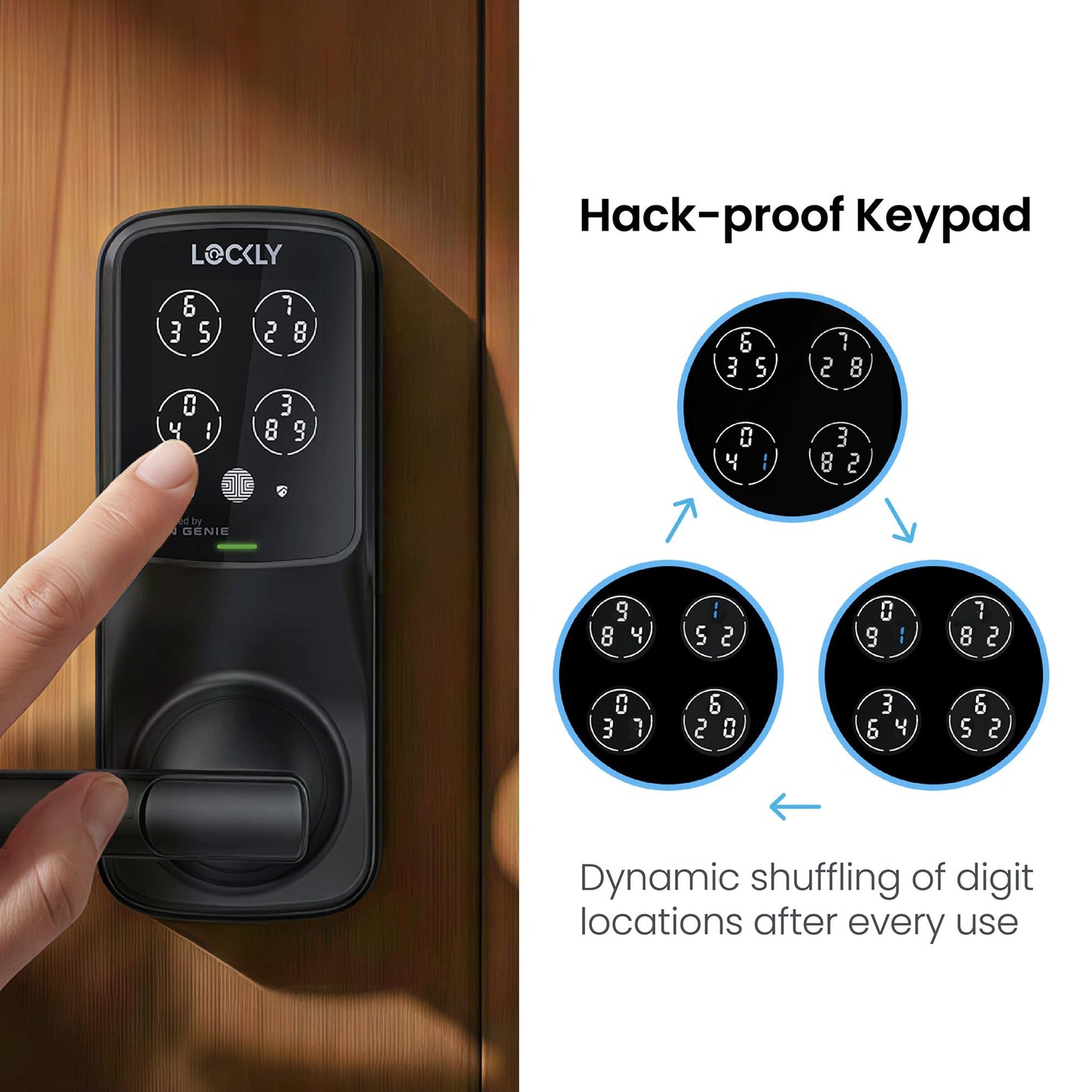 Lockly Secure Pro Smart Lock Wi-Fi, Keyless Entry Digital Keypad Door Lock, 3D Biometric Fingerprint Sensor Front Door Lock with Handle, Voice Control & Auto Lock - Latch Edition