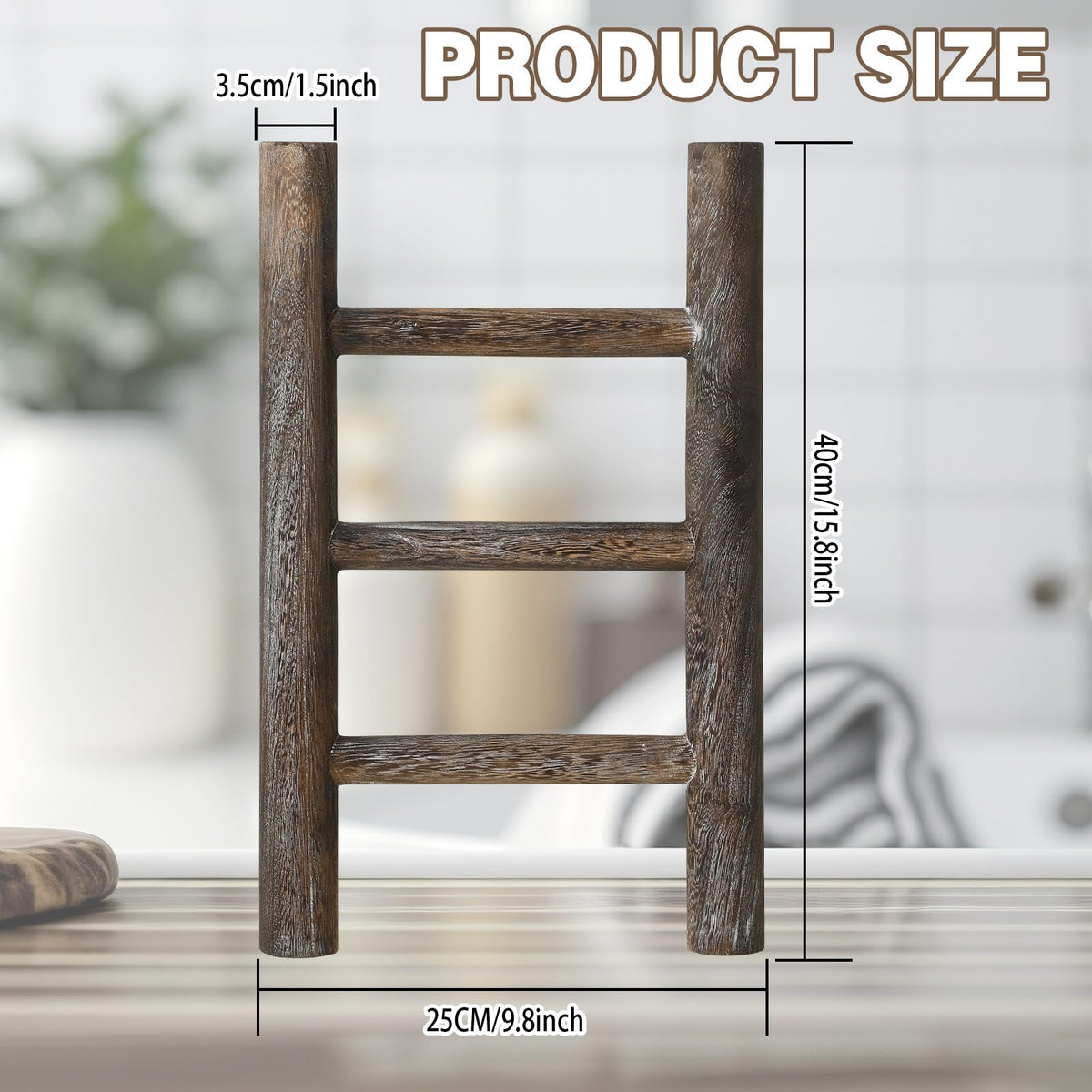 Cinnvoice 2 Pcs Wooden Tea Towel Ladder Rustic Hand Towel Stand Rack Mini Countertop Towel Stand Farmhouse Wood Counter Towel Holder for Bathroom Country Kitchen Office(Wood Color)