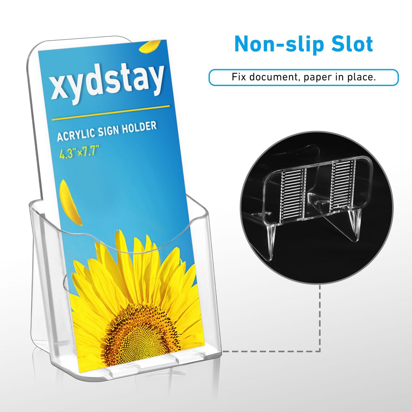 xydstay Acrylic Brochure Holder 4x9 Inches Slant Back Design, Clear Display Stand, Plastic Table Stand Sign, Pamphlet Flyer Display, 6 Pack