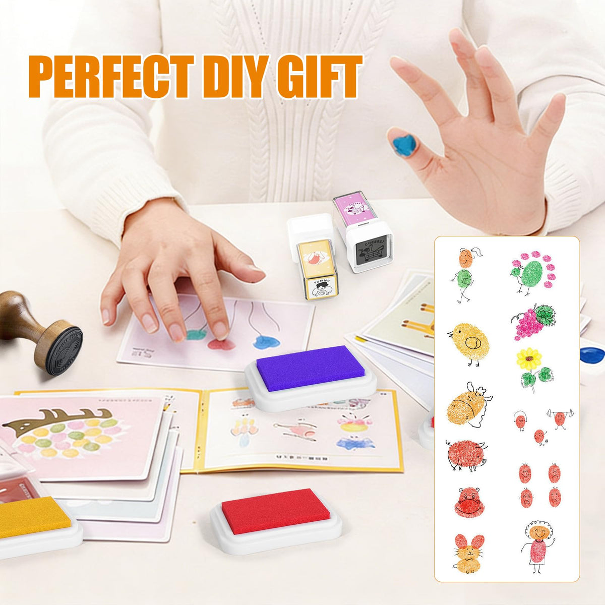 Artscent Craft Ink Pads for Stamps, Pigment Rainbow Stamp Pad Set for Scrapbook Supplies, Paper, Wood, Rubber Stamping, Card Making, DIY Crafting, Fabric Inkpad (24-Color high-Pressure Cotton)