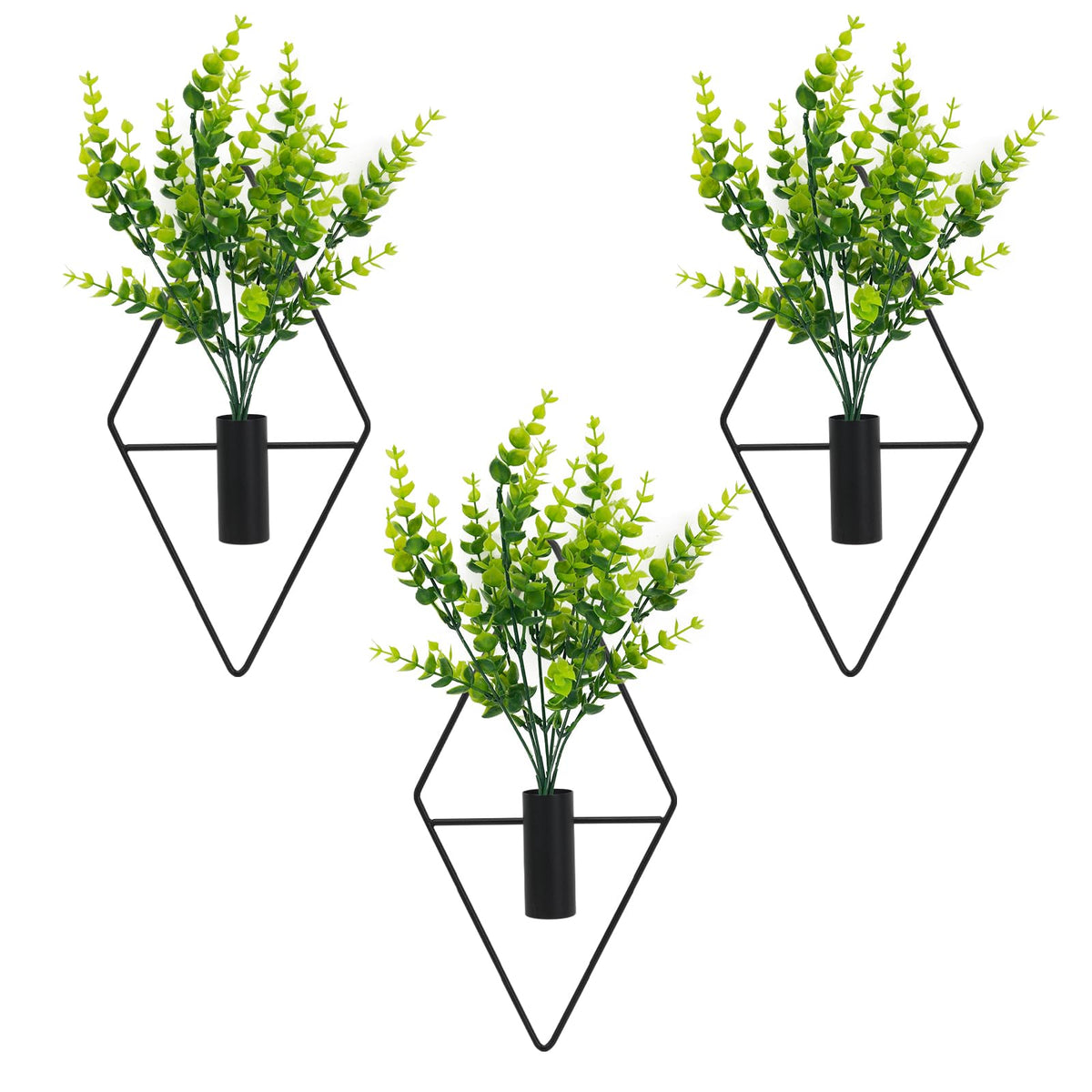 Neiteli 3 Pcs Wall Plants Artificial Decor,Boho Wall Decor,Home Office Living Room Wall Decor(Eucalyptus)