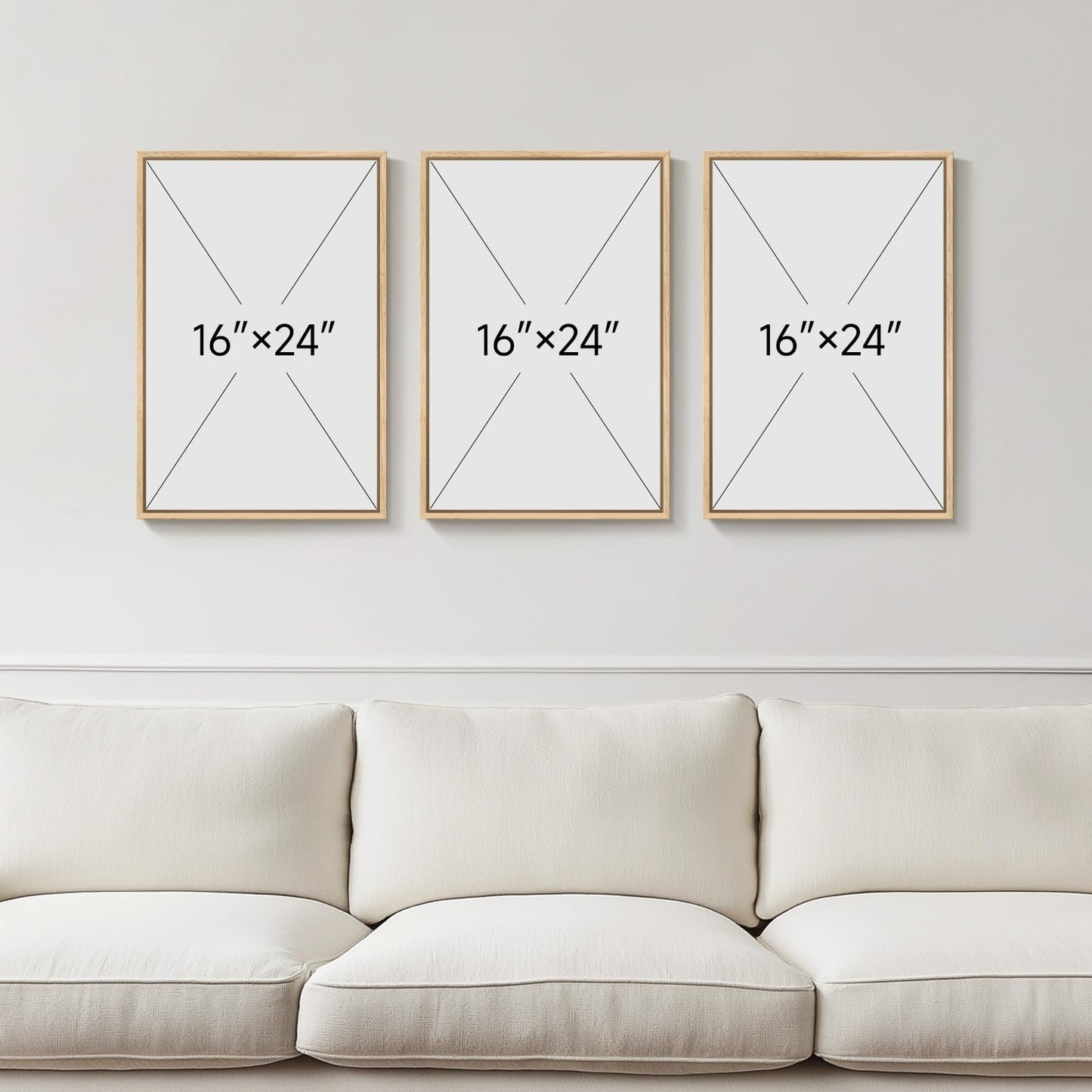 Framed Botanical Modern Wall Art for Living Room, 3 Piece Canvas Prints Boho Floral Green Picturs Wall Decor, Minimalist Neutral Sage Green Plant Wall Art for Bedroom Dining Room Office 16x24