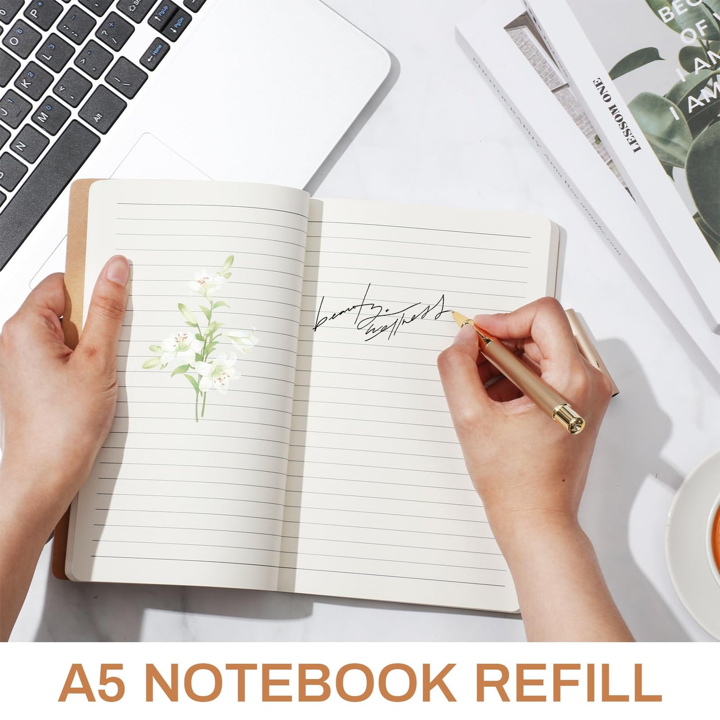 Zhanmai 10 Pack A5 Journal Refill 5.5 x 8.2'' Refillable Notebook Inserts A5 Paper Refill Kraft Travelers Journal Notebooks for Office School Writing Supplies, 100 Sheets/200 Pages(Ruled Lined)