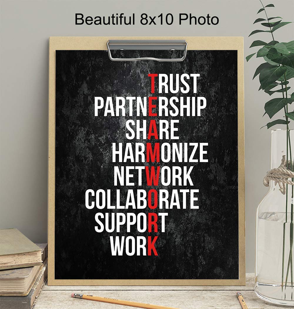 Motivational Office Wall Art Decor - 8x10 Decoration for Business, Home, Apartment - Great Inspirational Gift for Entrepreneur, Executive, Manager, Team Leader - Unframed Poster Picture