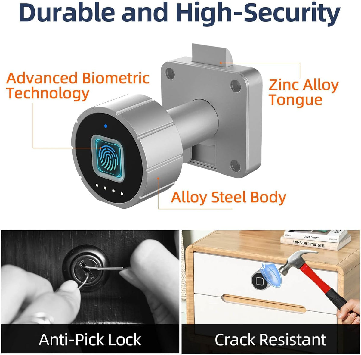 Fingerprint Cabinet Lock 32mm eLinkSmart Child Safety Baby Proofing Biometric Keyless Bluetooth Electronic Smart Drawer Lock for Furniture Liquor Locker Pantry Cupboard - 1.26"