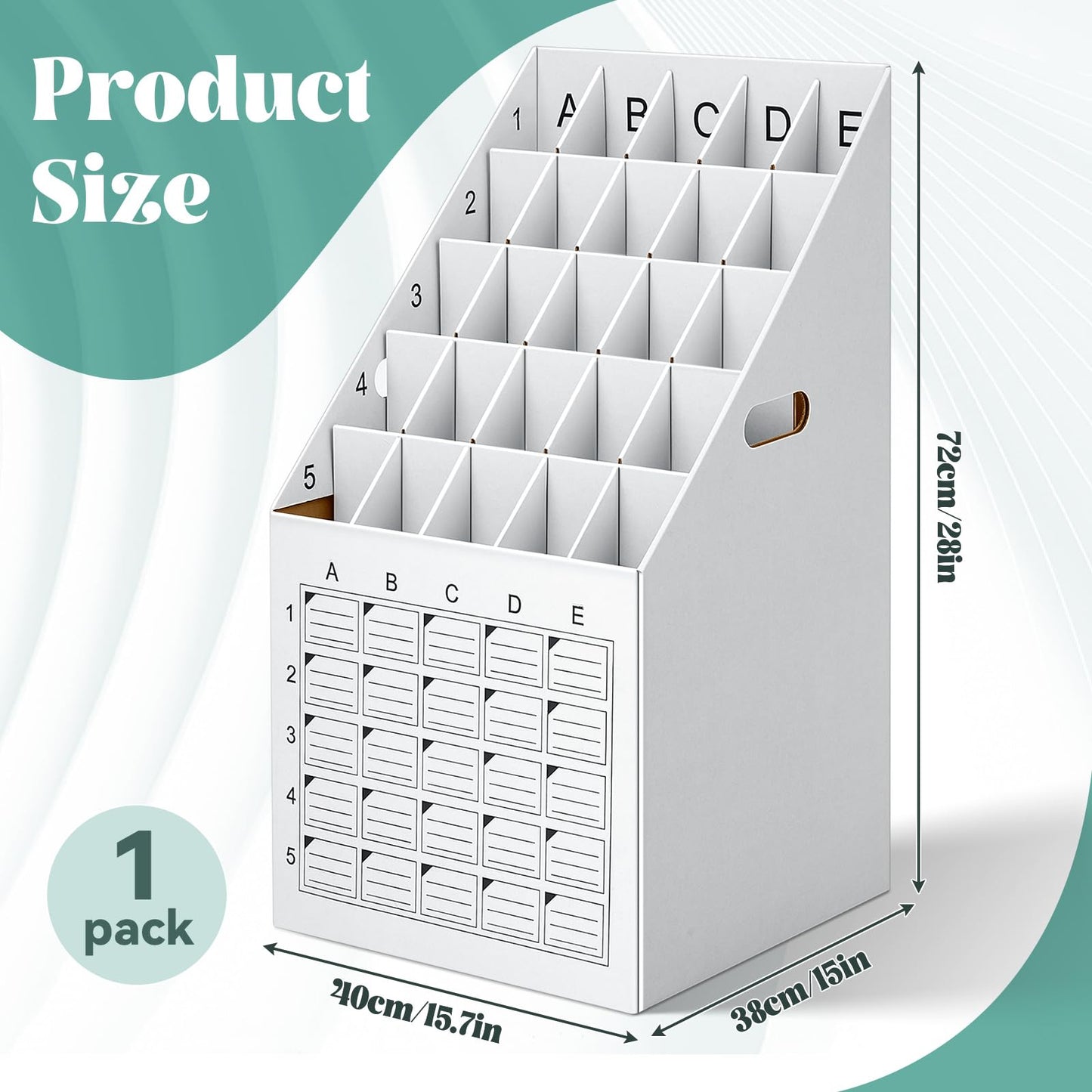 Menkxi 1 Pack 25 Slot Roll File Holder Vertical Blueprint Storage Organizer Corrugated Cardboard Roll File Cabinet Box with Labeling Grid for Office School Poster Map Gift Wrap Architectural Home