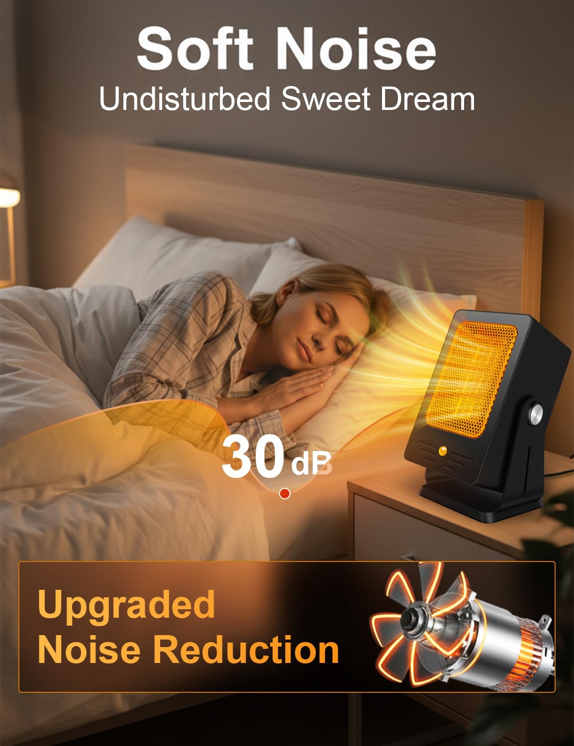Verminget Space Heater for Indoor Use,Desktop Small PTC Heater with 2s Fast Heating,Tip-Over&Overheat Protection,60°Adjustable Angle Portable Personal Electric Heater for Office,Bedroom,Garage,Dorm