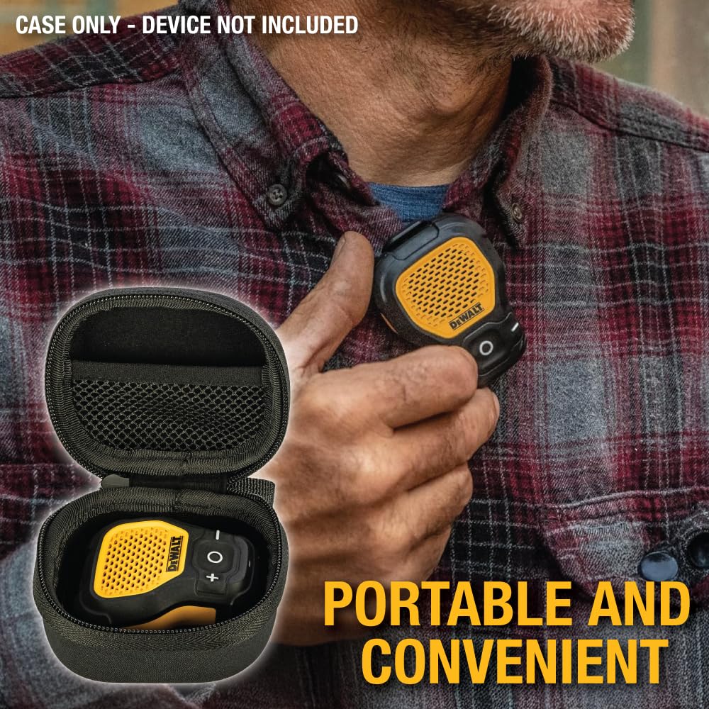 DEWALT Heavy Duty Protective Headphone Case for TWS Earbuds & Wearable Speaker, Compact Lightweight w/EVA Headphone Case Hard Shell, Shockproof, Water-Resistant, Soft Interior & Accessory Mesh Pocket