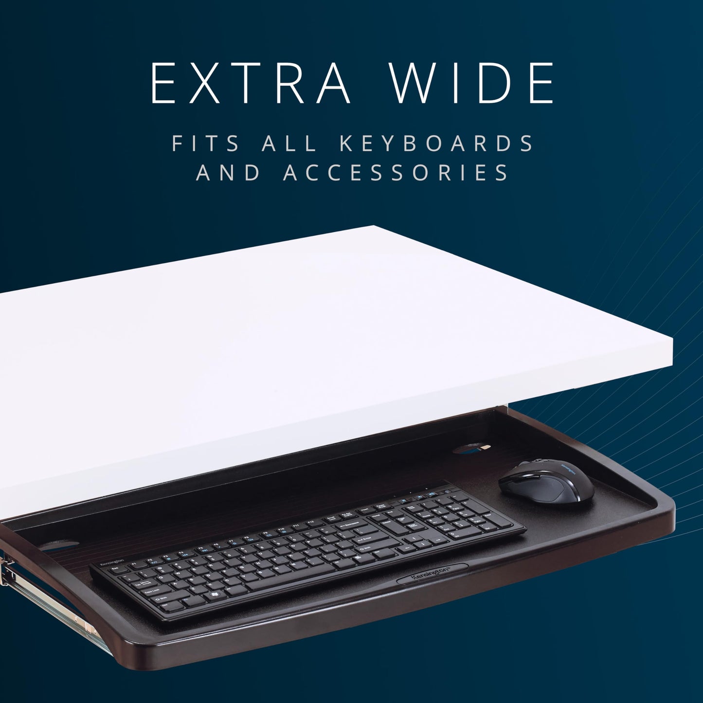Kensington Keyboard Tray Under Desk, SmartFit Ergonomic Slide-Out Keyboard Drawer with Cable Management, Extra-Wide Height Adjustable Keyboard Holder, 24.5" x 11.75", Black K60004US