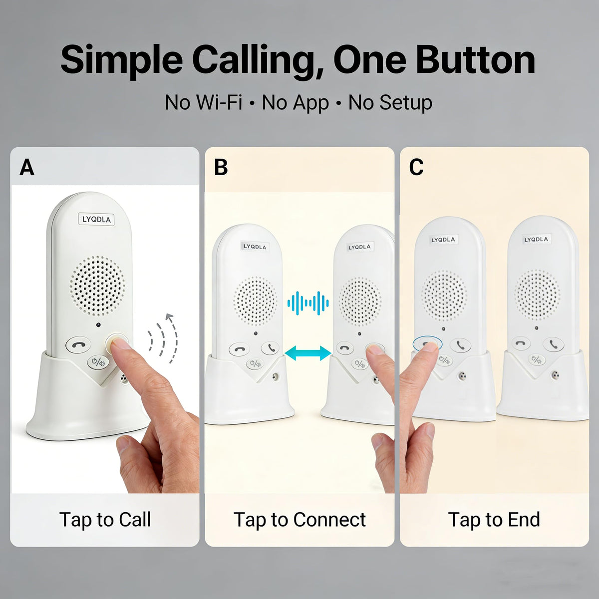 Wireless Intercom System for Home, Long Range 2-Way Voice Intercom for Room-to-Room Communication, Portable Intercoms for Seniors, Home, Office (2-Pack)