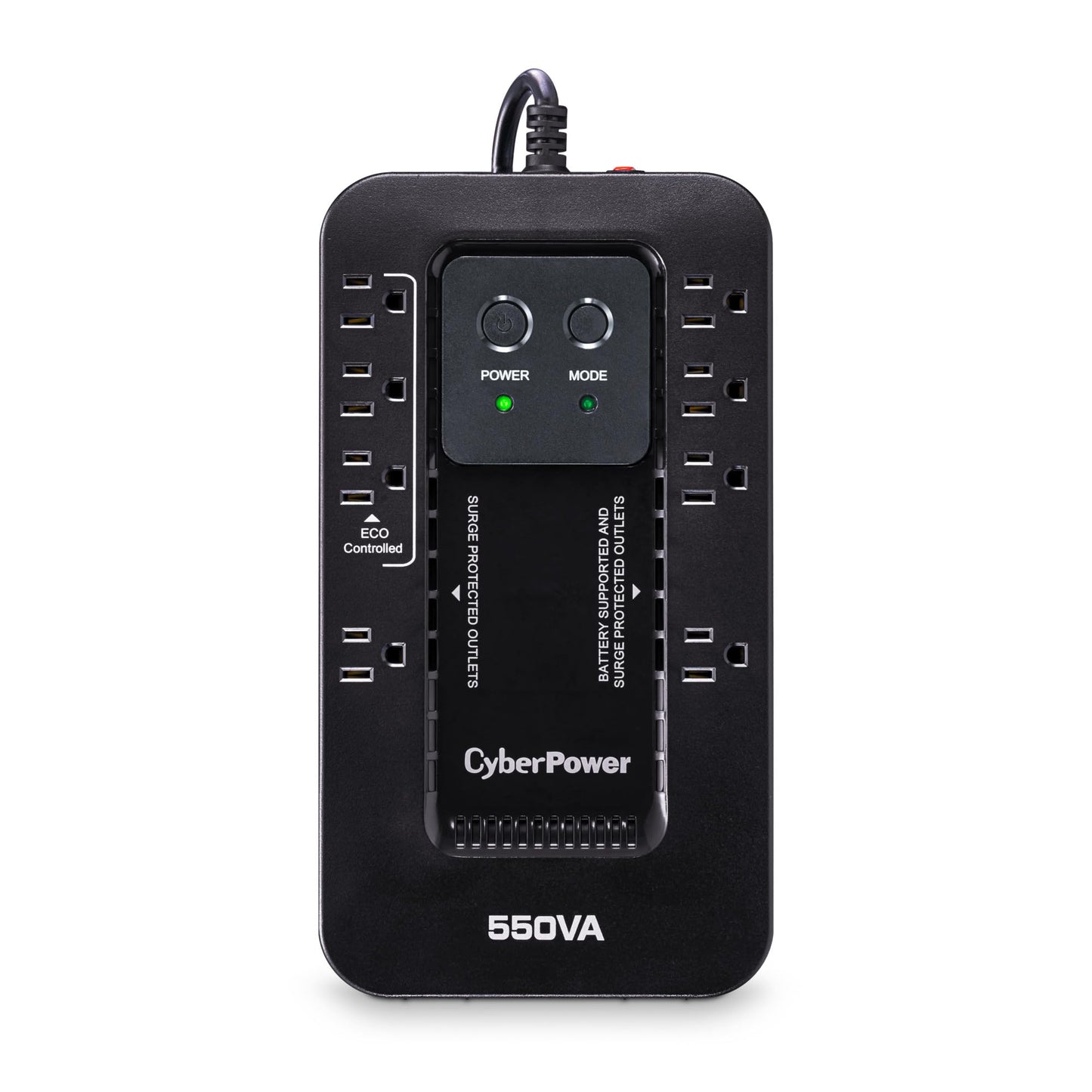 CyberPower EC550G Ecologic UPS Battery Backup and Surge Protector, 550VA/330W, 8 Outlets, ECO Mode, Compact, UL Certified