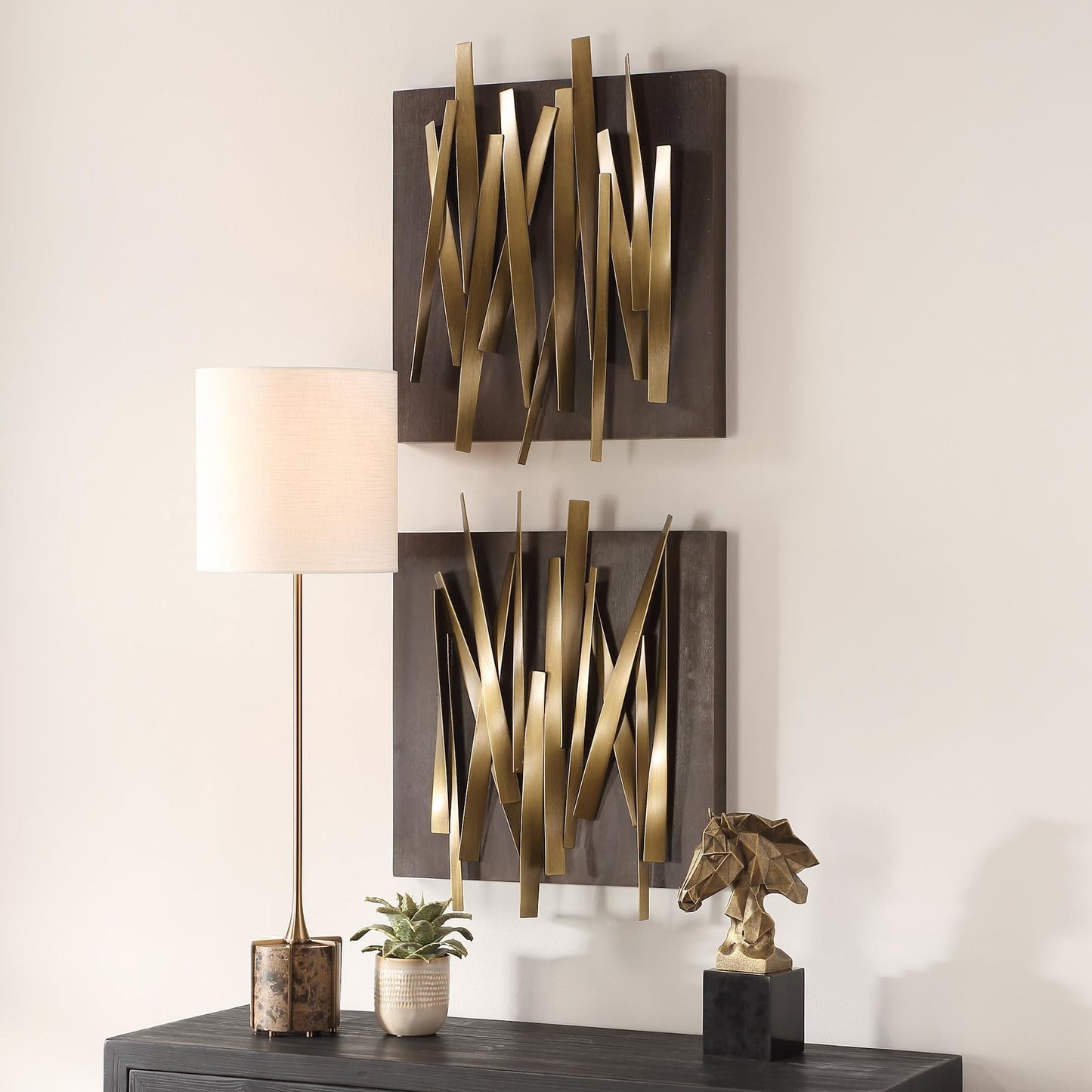 Uttermost 04382 Crosshatch - Wall Decor (Set of 2)-24 Inches Tall and 19.75 Inches Wide