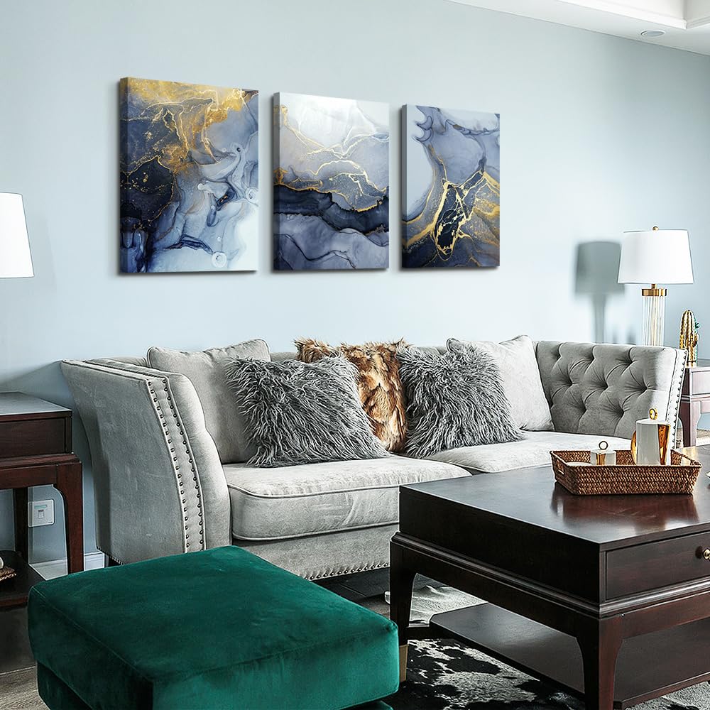 Lapremoly Abstract Canvas Wall Art - Bedroom, Living Room, Office & Bathroom Decor - 3 Piece Set (12x16 in)