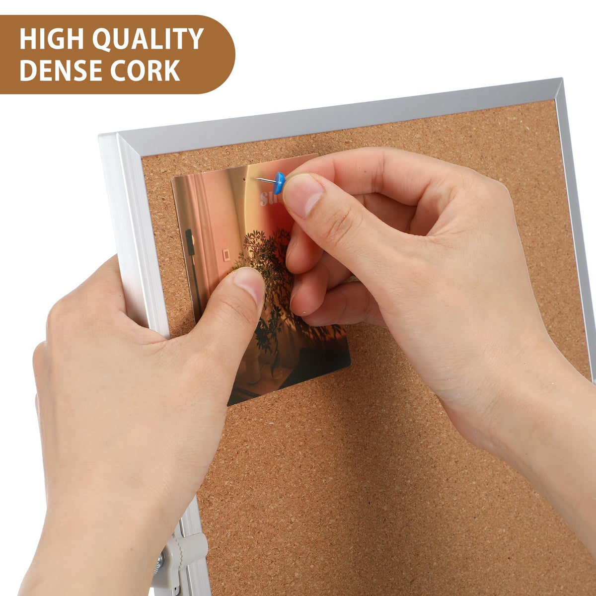 2 Pack Cork Board Bulletin Board, Double Sided Pin Board with Silver Aluminum Border, Desktop Small Cork Board with Stand Suitable for Home, Office, Desk Message Board or Picture Board 9.8"×9.8"