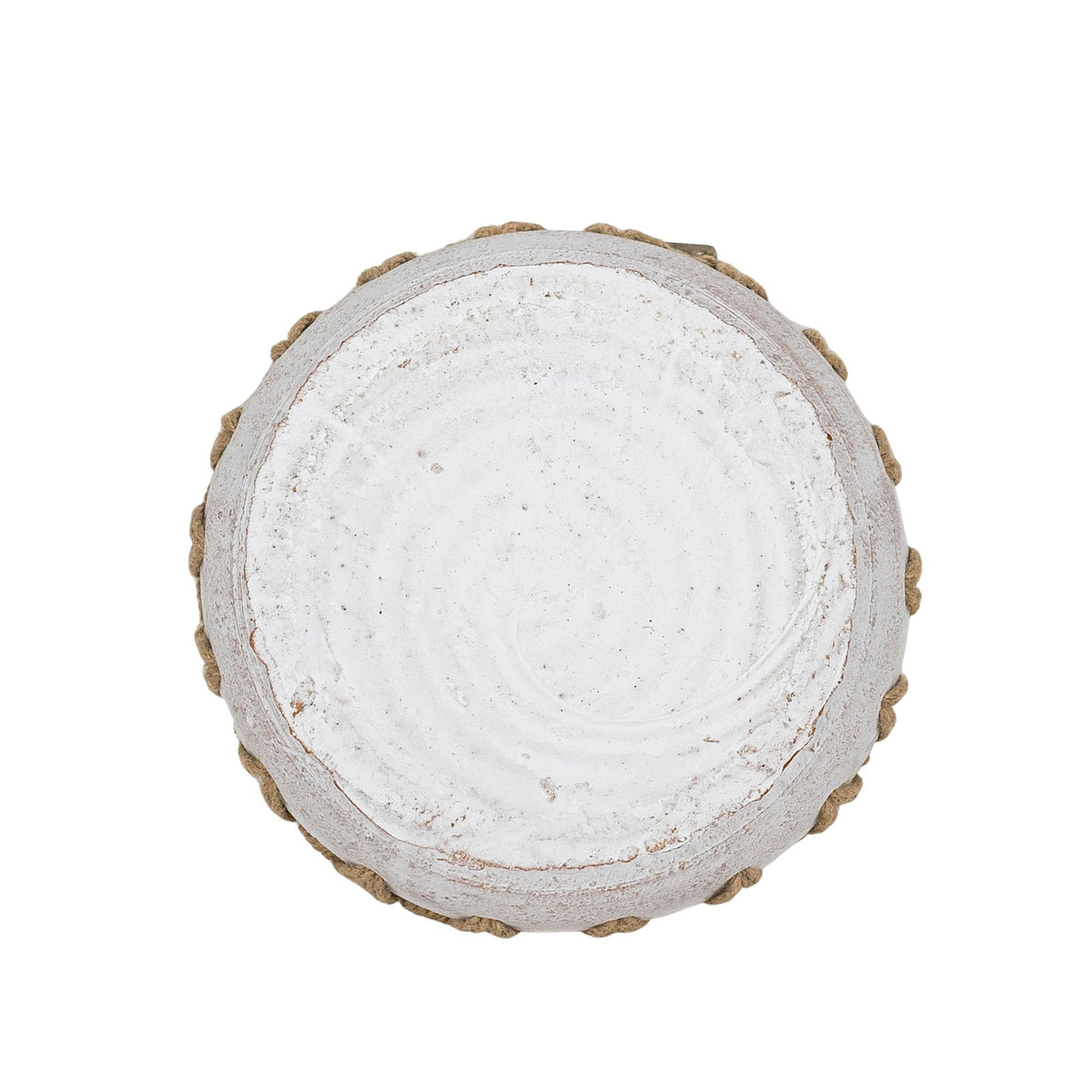 Foreside Home and Garden 3" x 9.25" Landon Decorative White Terracotta Greenery Planter Pot Bowl w/Woven Geometric Jute Rim Home Boho Rustic Style Natural Accent Piece Faux Artificial Plant Decor