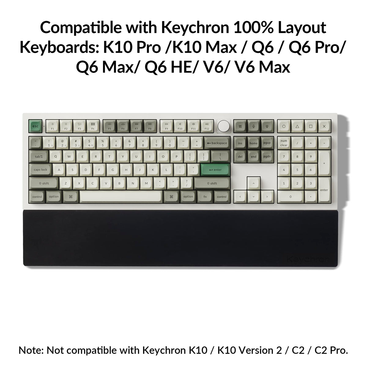 Silicone Wrist Rest for Keychron K10 Pro / K10 Max/ K10 HE / Q6 / Q6 Pro / Q6 Max / Q6 HE / V6 / V6 Max, 17.6" Non-Slip Palm Rest, 100% Full-Sized Mechanical Keyboards Support with Typing Pain Relief