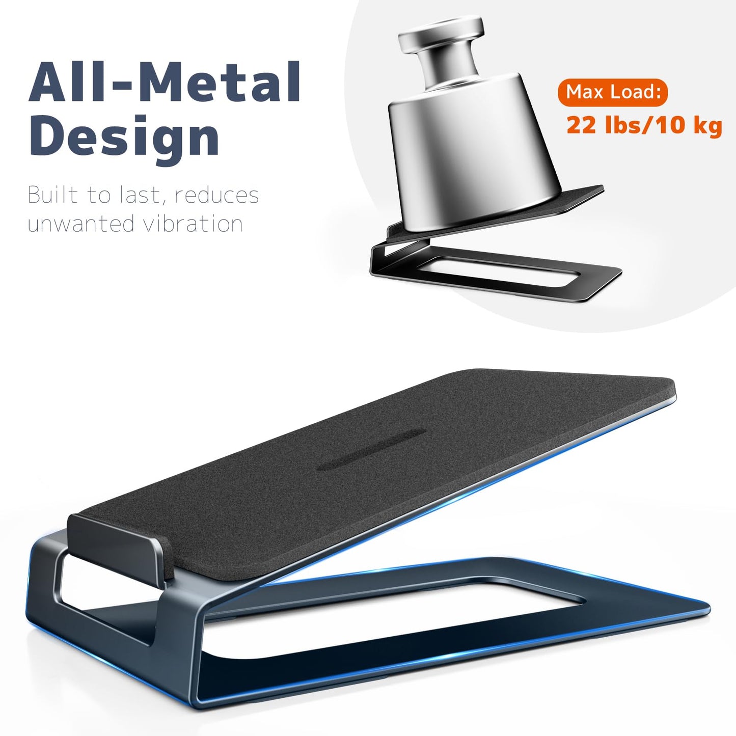 Desk Speaker Stands for Most Bookshelf Speakers,22 lbs Capacity, 16° Tilt Angle Speaker Risers with Anti-Vibration Pads,Compact for 3"-4" Studio Monitors,Space-Saving Stands for PC Speakers,Black