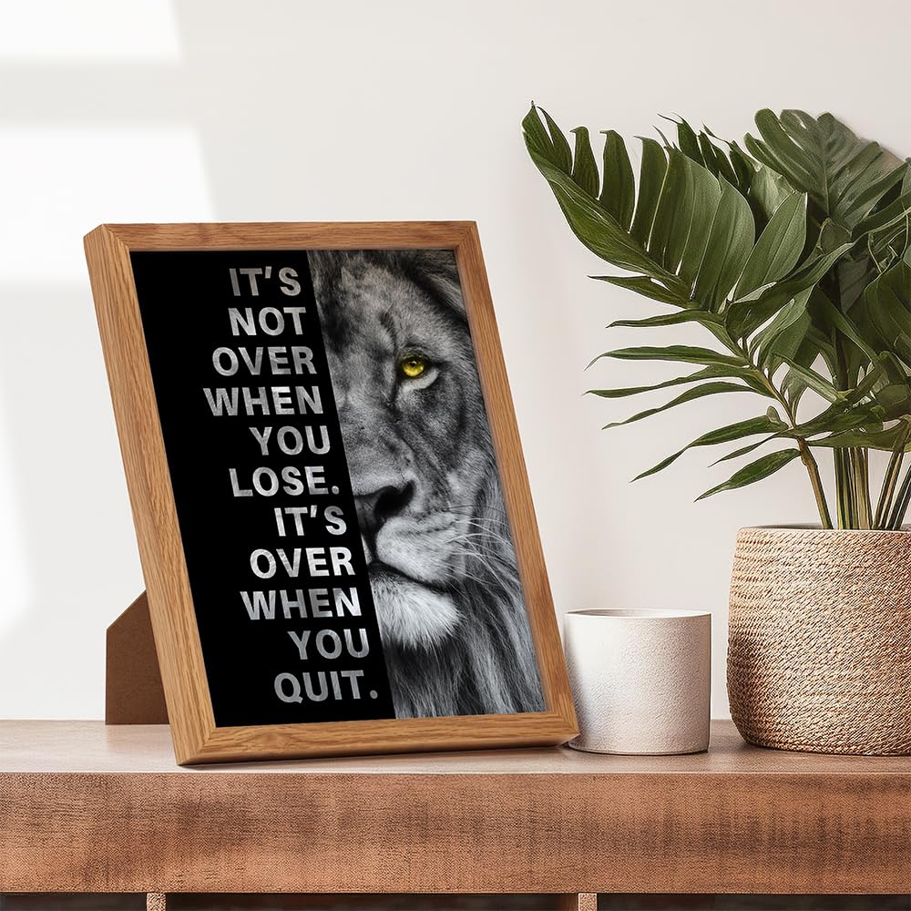 YELLOWBIRD ART & DESIGN Motivational Wall Art & Decor FRAMED - Positive Quotes - Motivational poster - Office Wall Art - Lion Wall Decor Inspiration Motivation Man cave Gym Wall Decor for Men