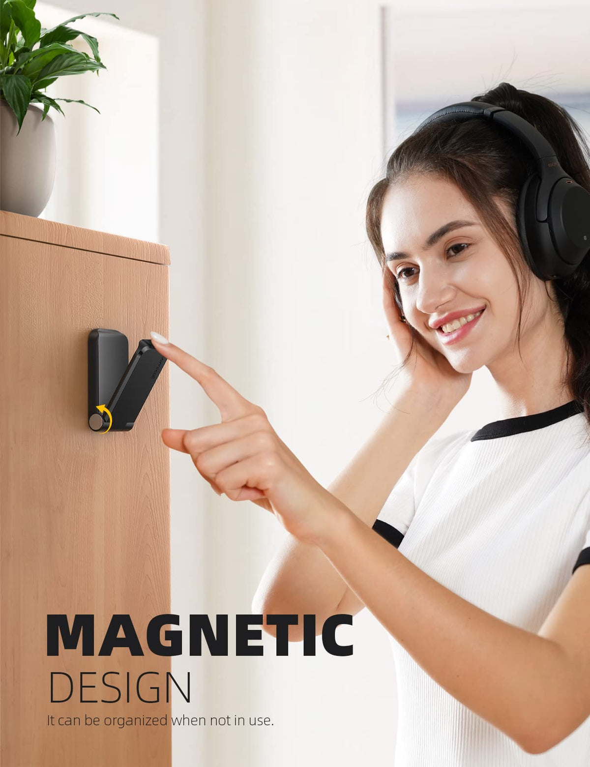 Lamicall Headphone Stand, Sticky Headset Hanger - Adhesive Headphone Holder Hook Mount, Headset Stand Holder Clip Under Desk, Earphone Clamp for Airpods Max, HyperX, Sennheiser, Mother's Day