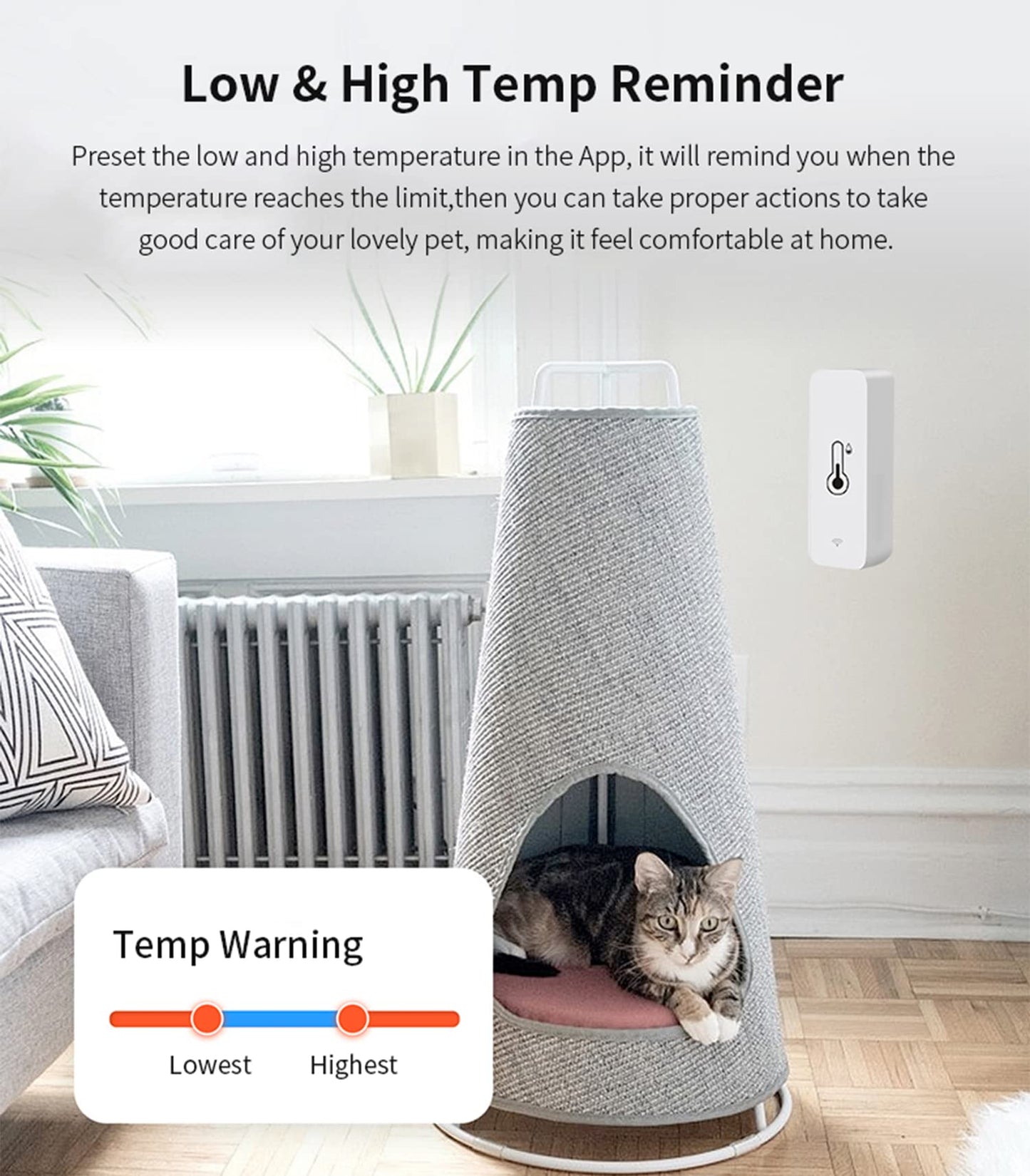 4-Pack WiFi Temperature Humidity Sensor: Wireless Temperature Humidity Monitor with App Alert, Free Data Storage Export, Smart Indoor Thermometer Hygrometer Compatible with Alexa Google Assistant