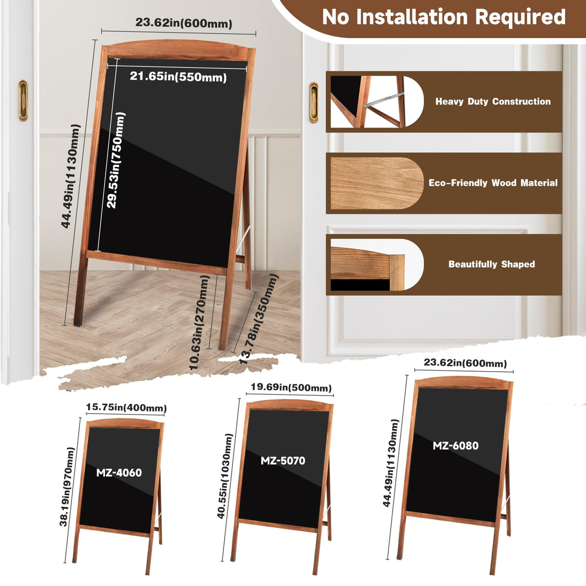 Hosim LED Message Writing Board 24"x16", Standing A-Frame Wooden LED Message Board Illuminated Erasable Neon Menu Sign, 8 Colors Markers & 16 Lighting Colors Flashing DIY Chalkboard Drawing Board