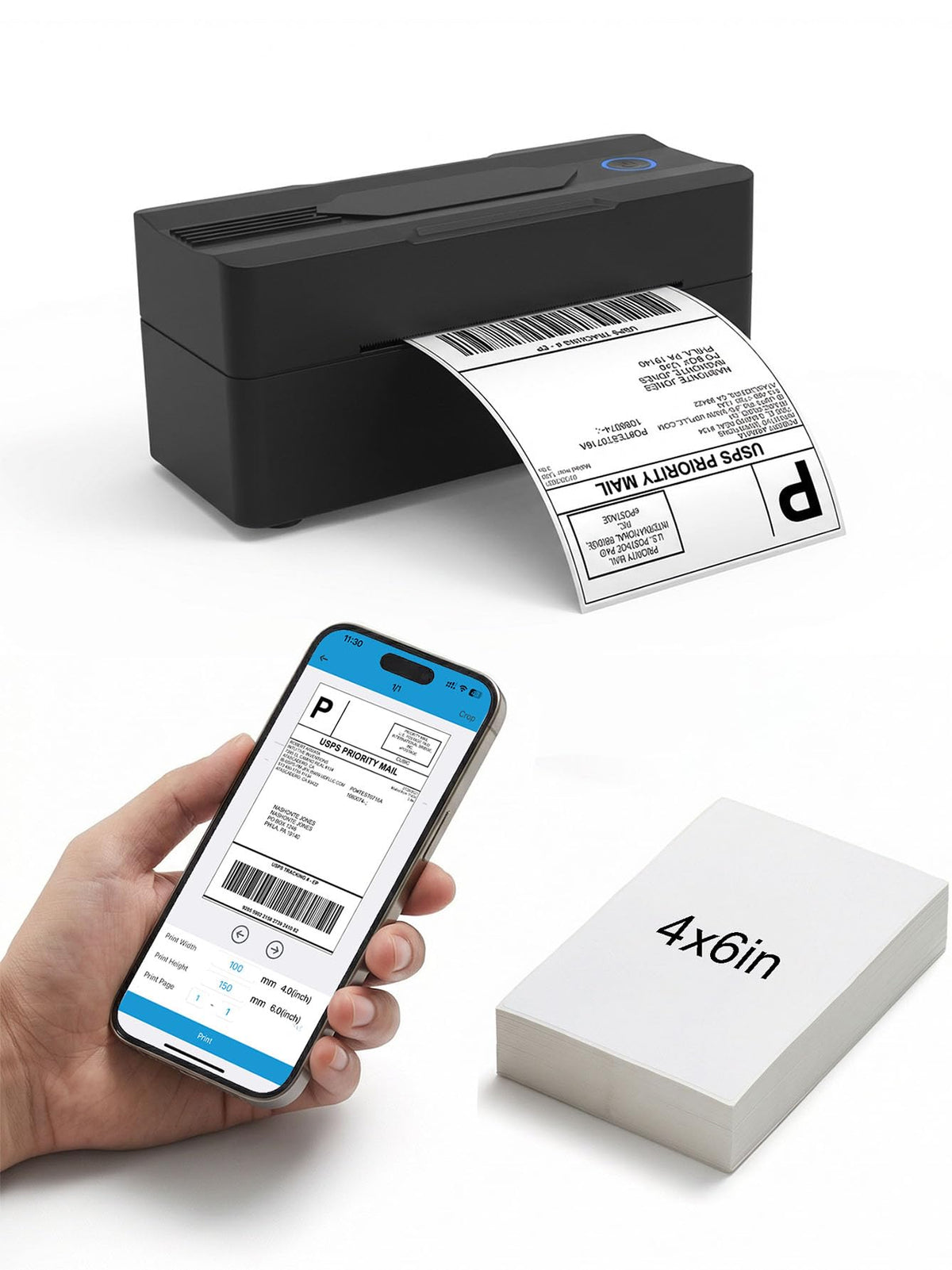Forc Bluetooth Thermal Shipping Label Printer, 4x6 Wireless Thermal Label Printer for Small Business, Compatible with Android, iPhone, Windows & Mac, Widely Used for Amazon, Etsy, USPS & More