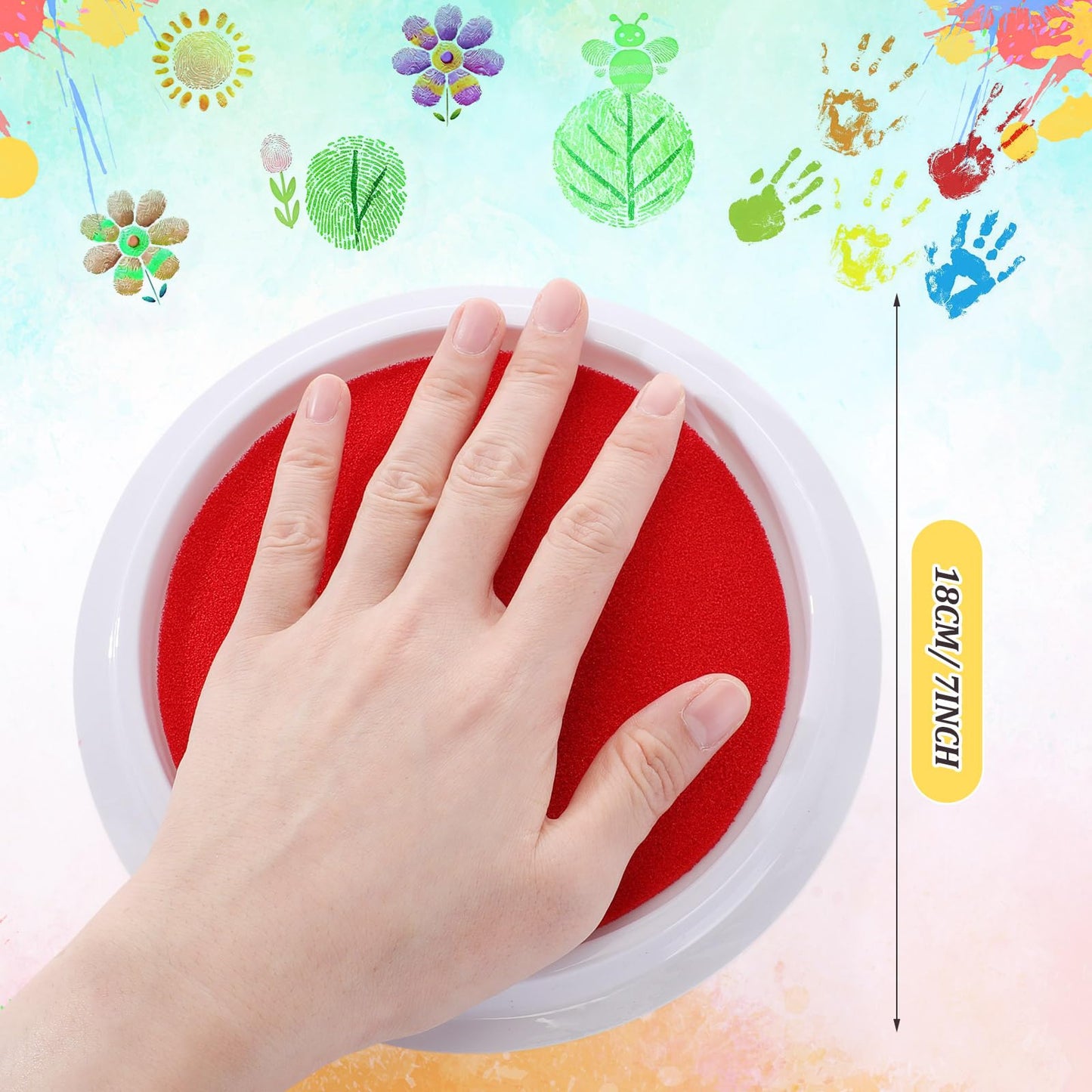 Jetec 12 Pack 7 Inch Large Washable Ink Pad Set, Handprint Footprint Ink Pad, Non-Toxic Washable Stamps Pads for DIY Crafts, Card Making, Scrapbooking, Family Art Projects (12 Colors)